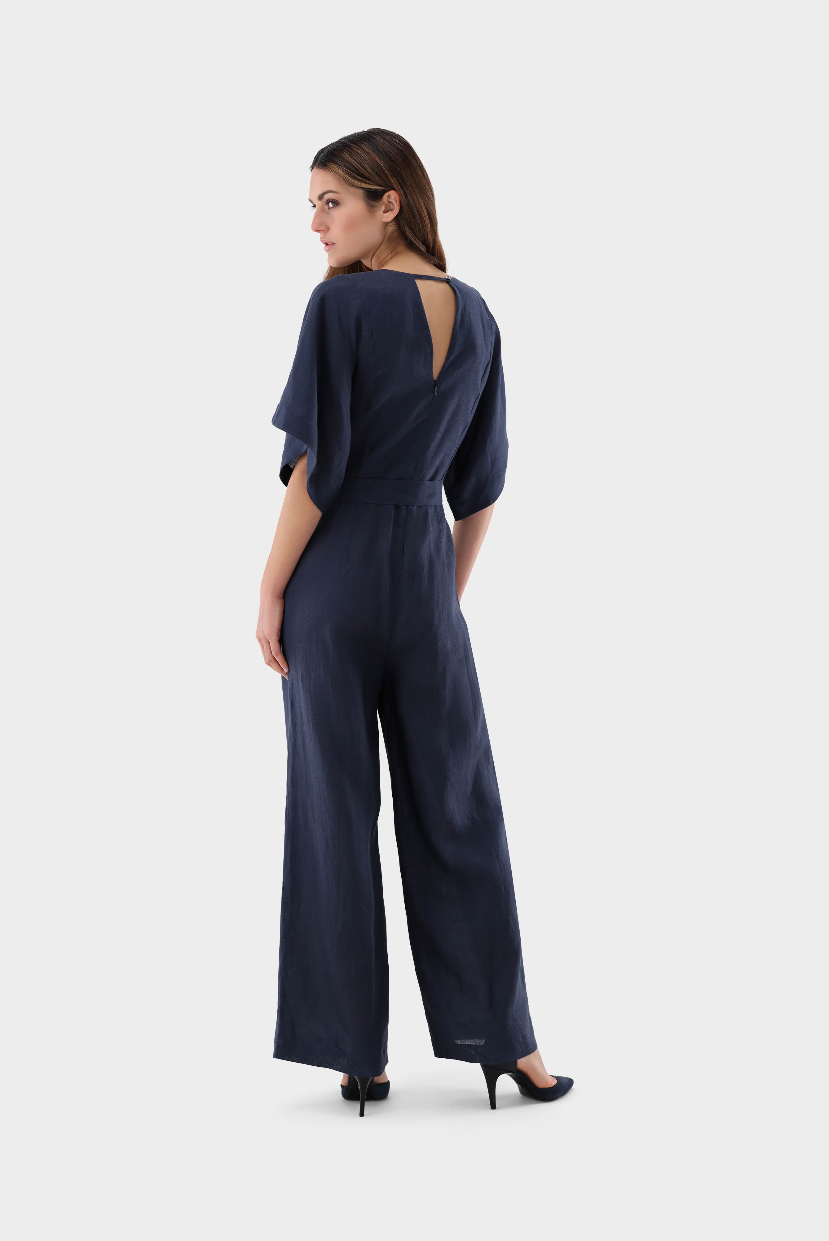 Leinen Jumpsuit mit weiten Ärmeln