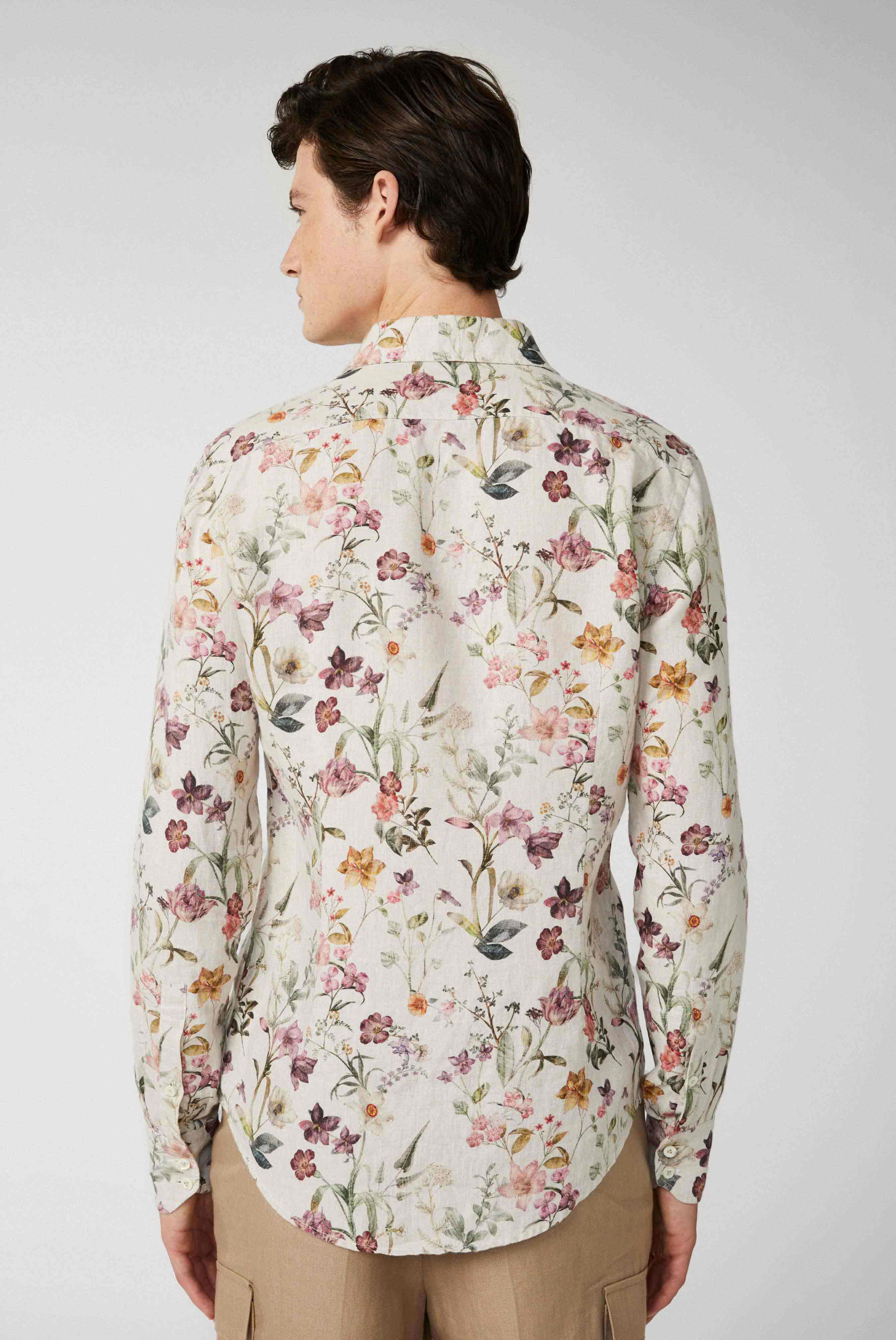 Linen shirt with floral print