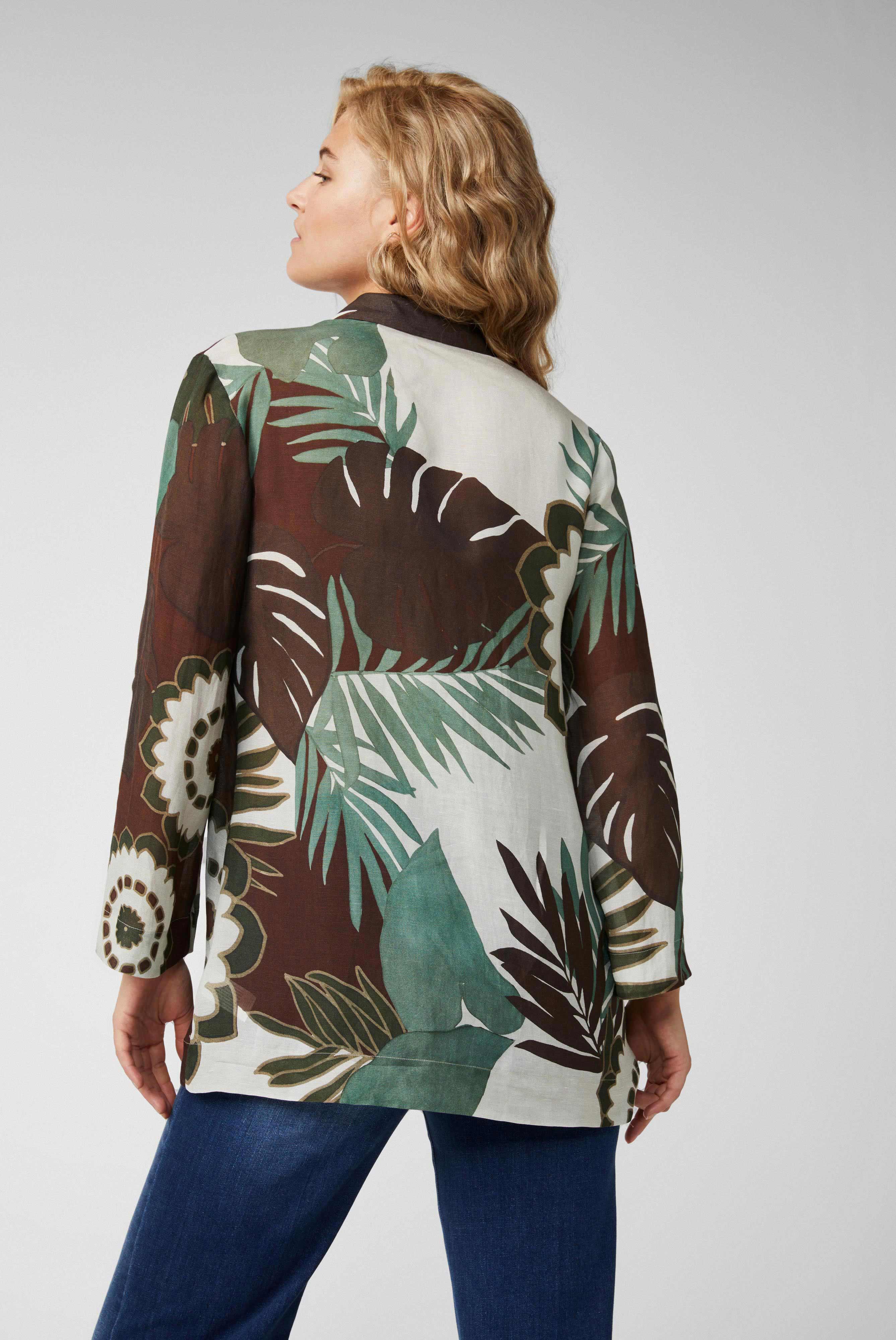 Shirt blouse with tropical print