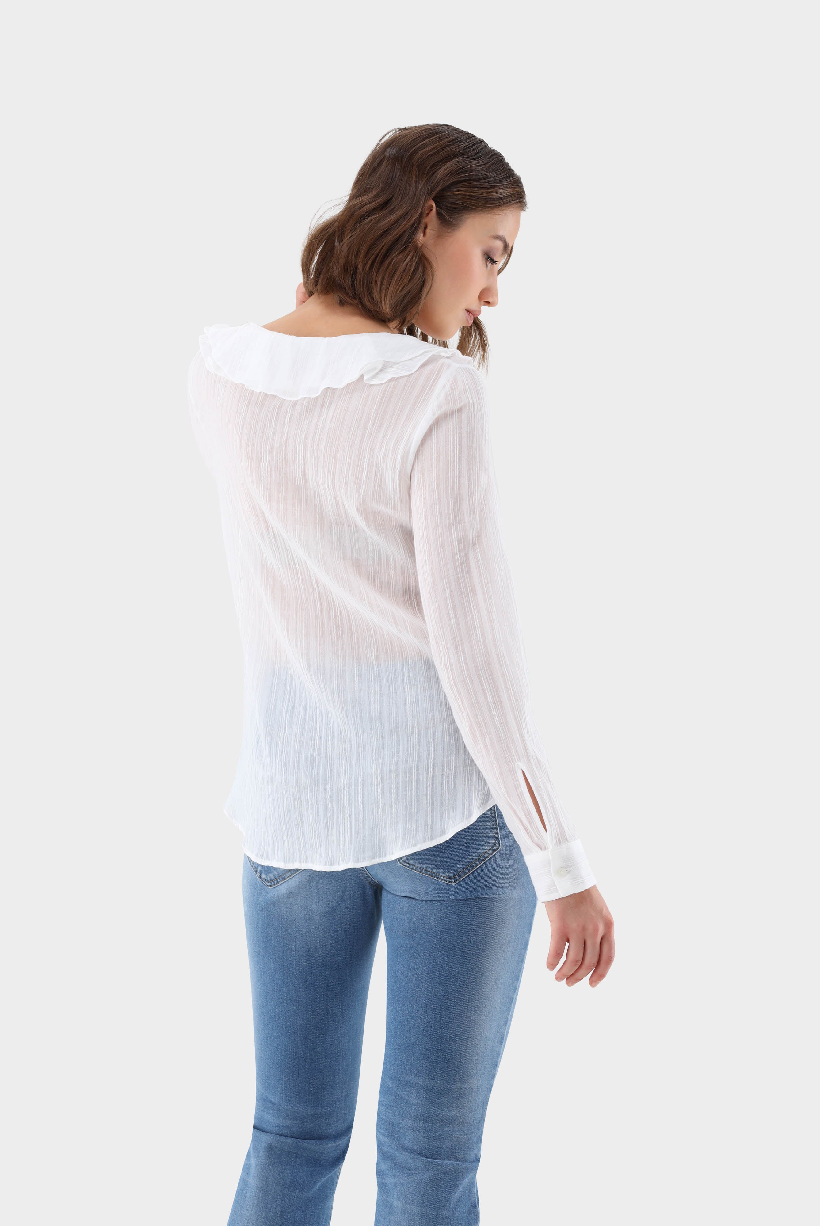 Jacquard Bluse mit Volant