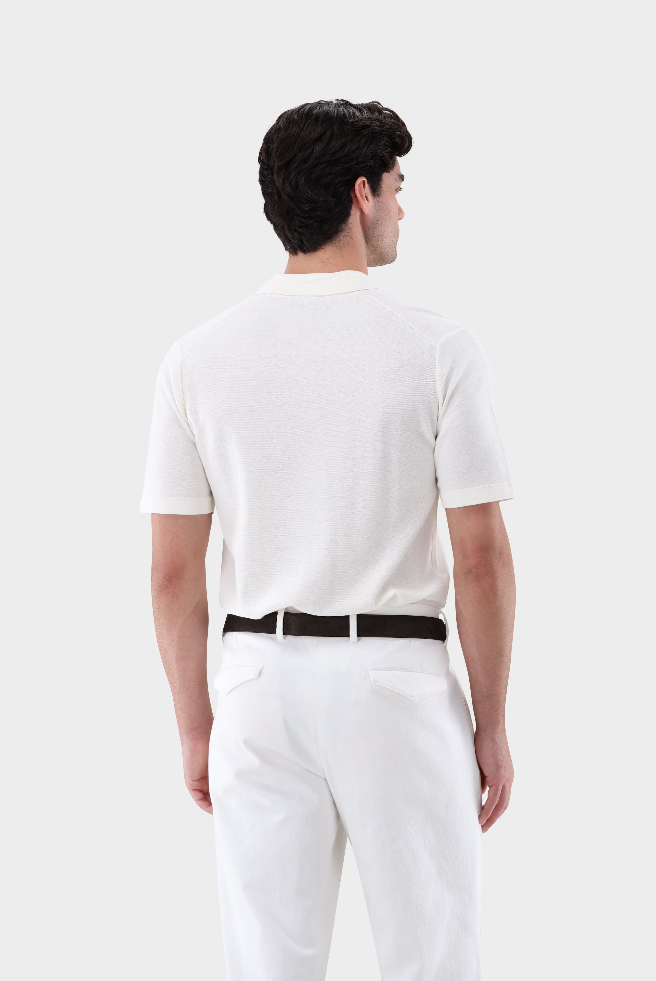 V-Neck Polo mit Revers und Seide