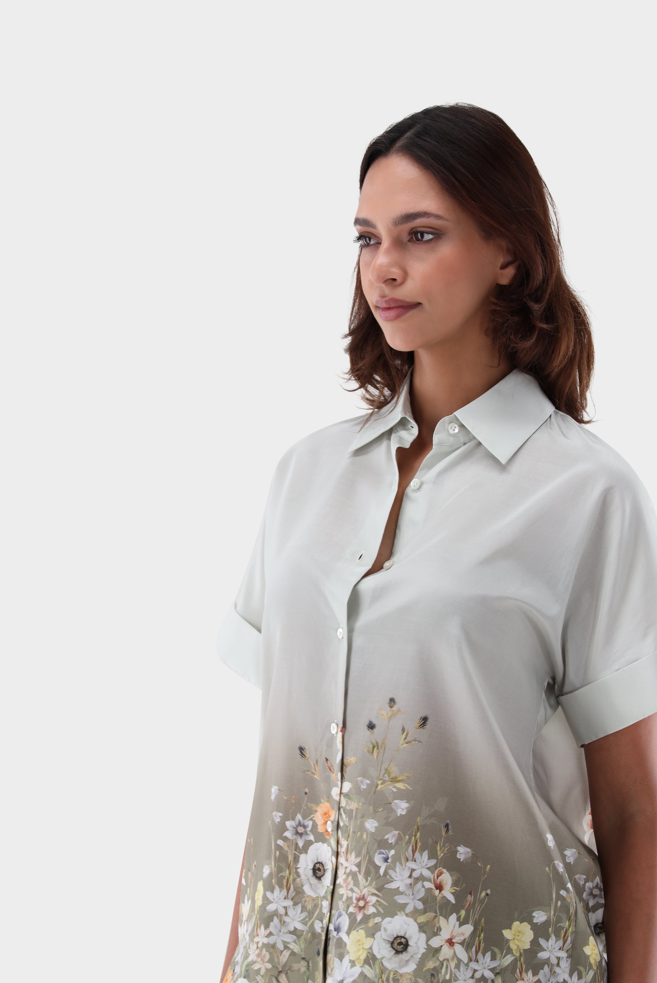 Kurzarm Hemdbluse mit Blumendruck
