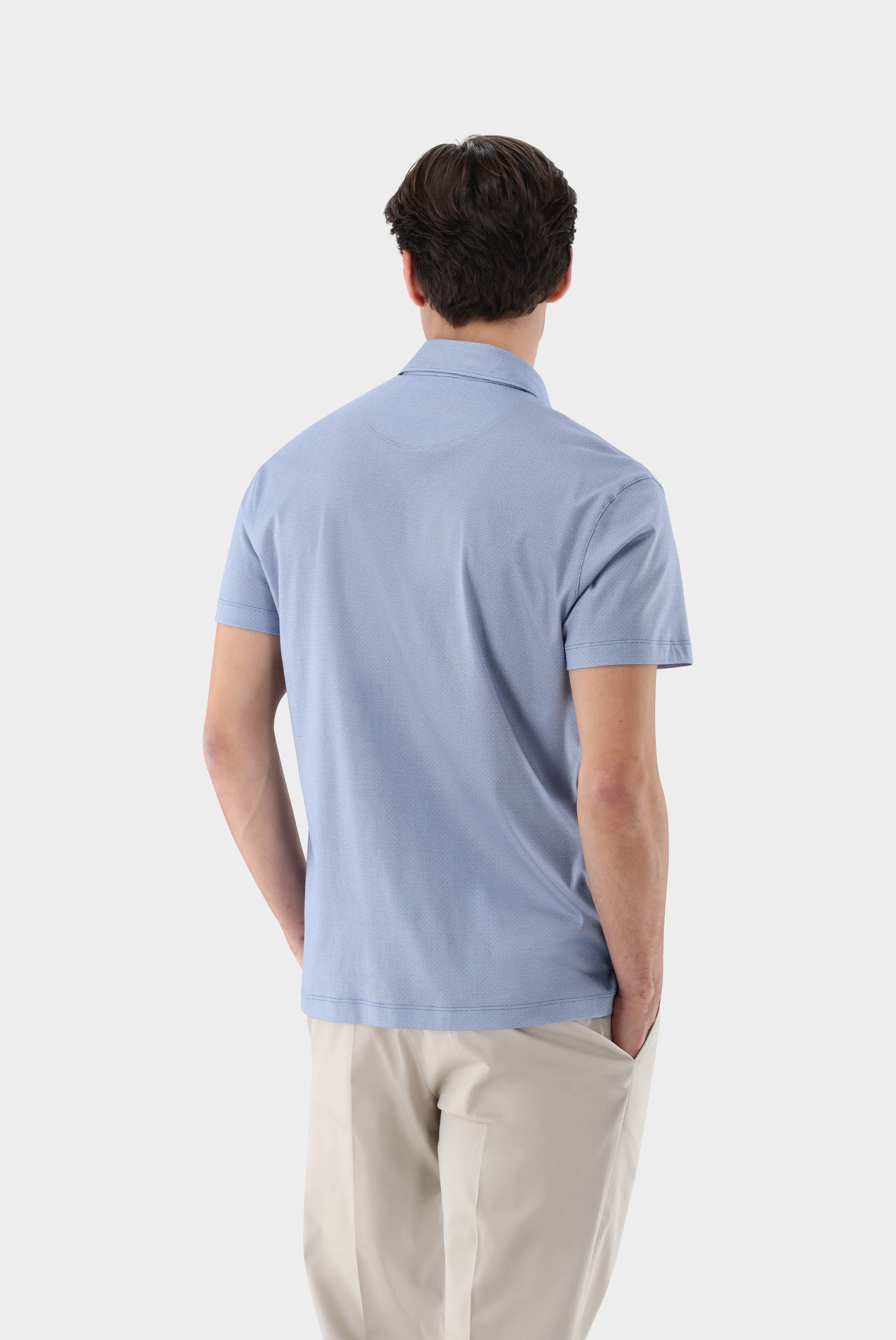 Jersey-Poloshirt mit Mikrodruck aus Swiss Cotton