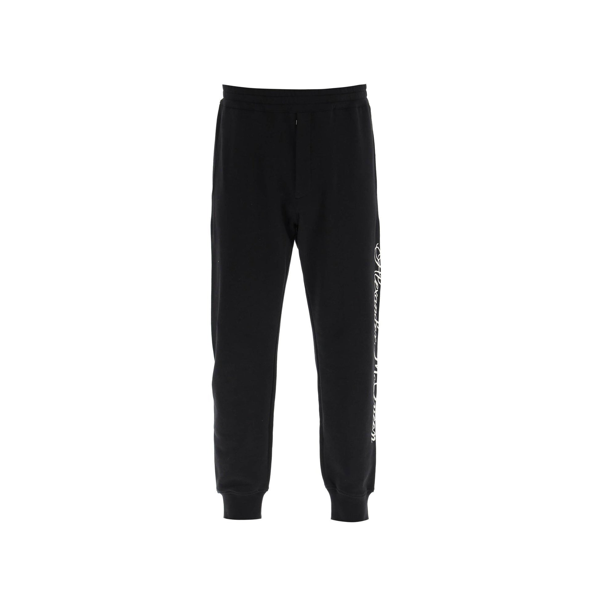 Alexander Mcqueen Logo Cotton Pants-MEN CLOTHING-ALEXANDER MCQUEEN-BLACK-S-ARCHIVIST