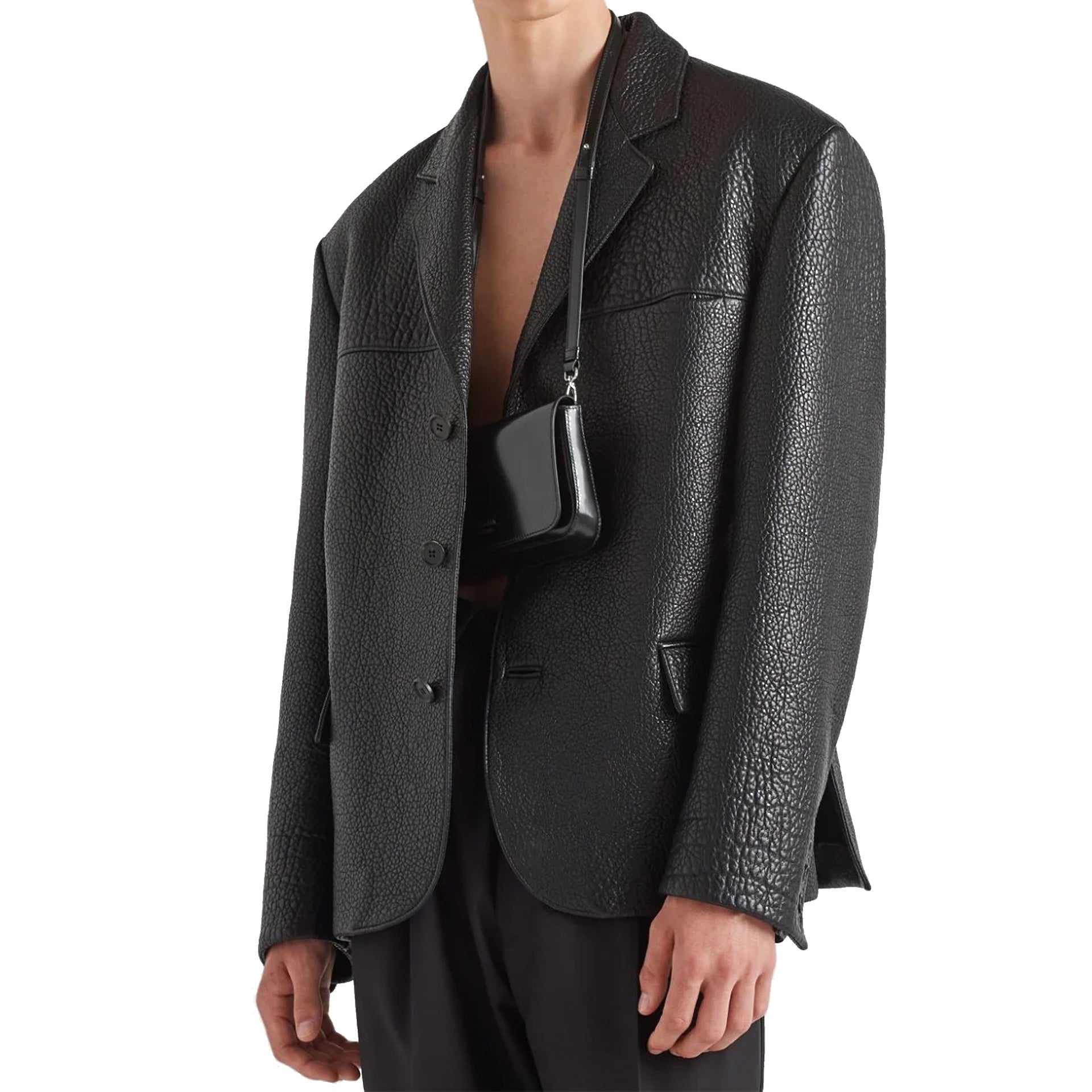 Prada Single-Breasted Leather Jacket