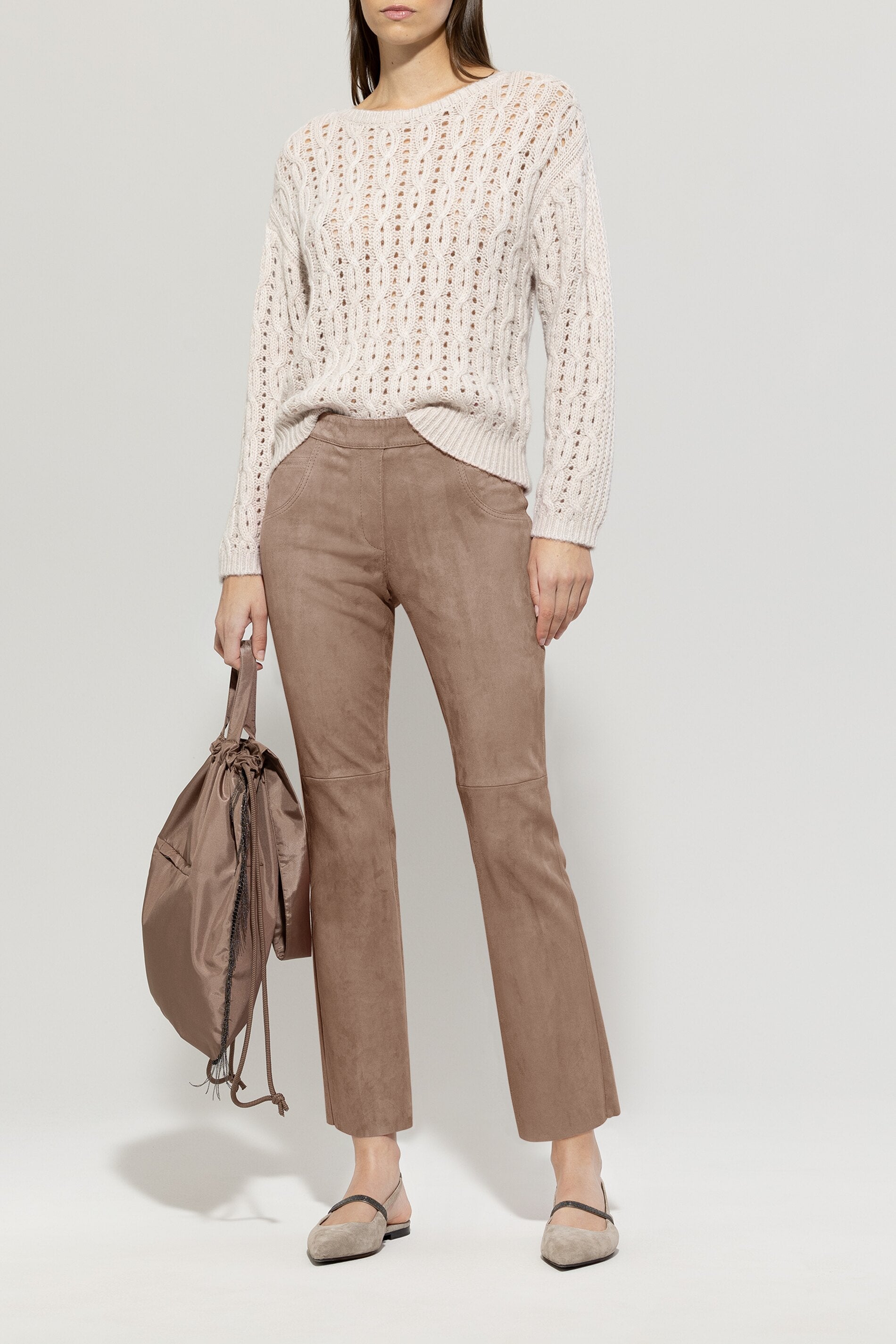Veloursleder-Babyflare-Pants