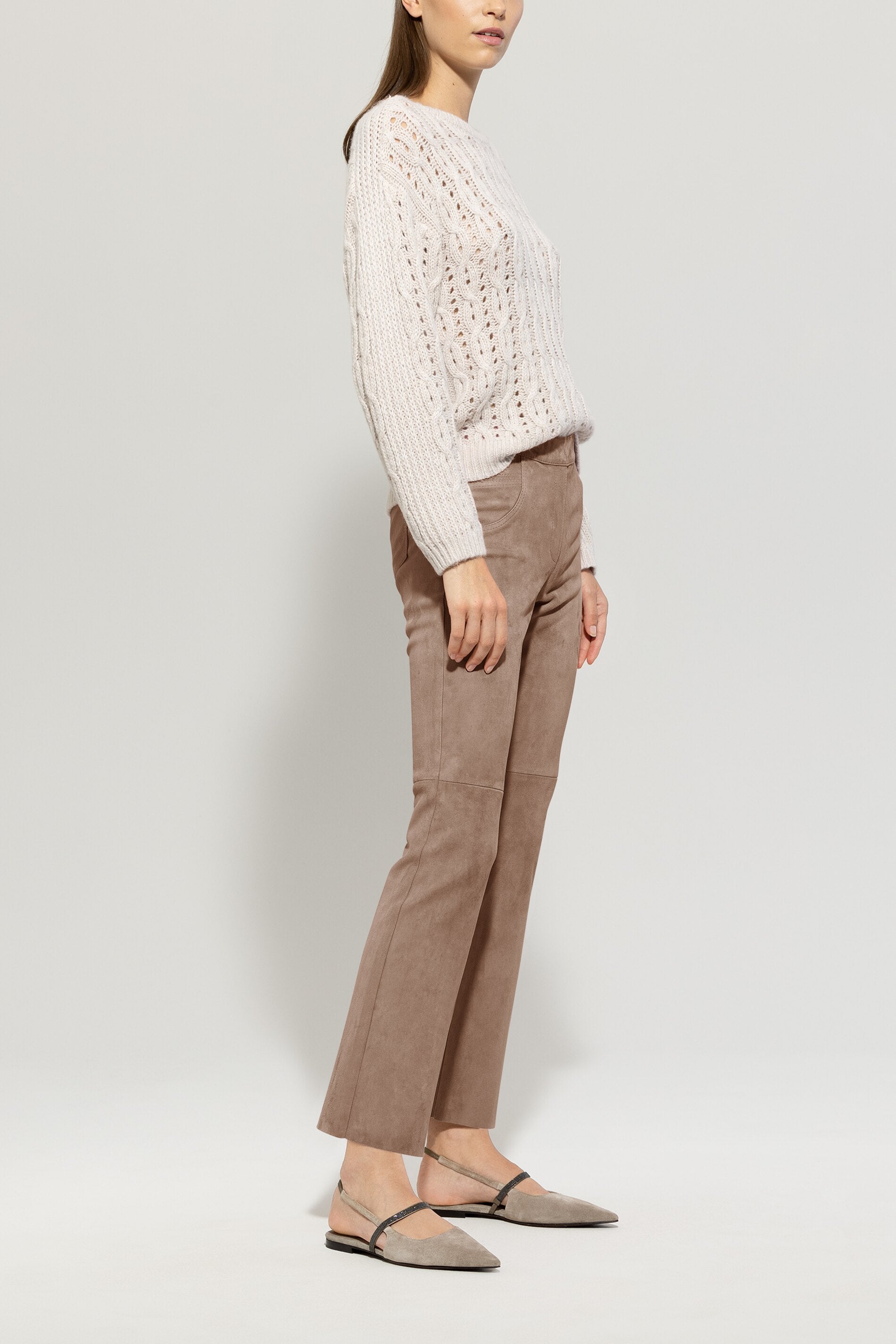Veloursleder-Babyflare-Pants