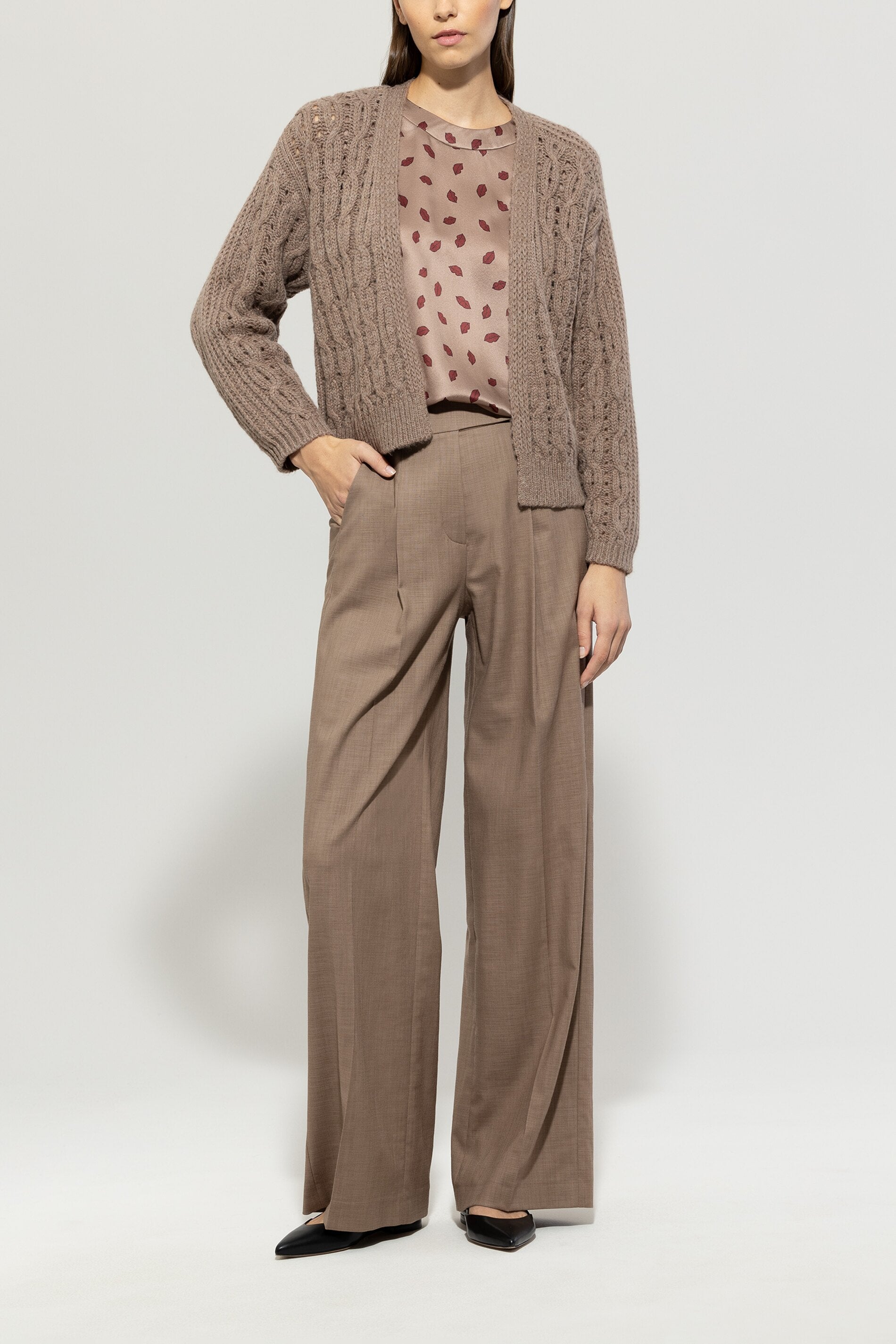 Wideleg-Pants mit Bundfalte