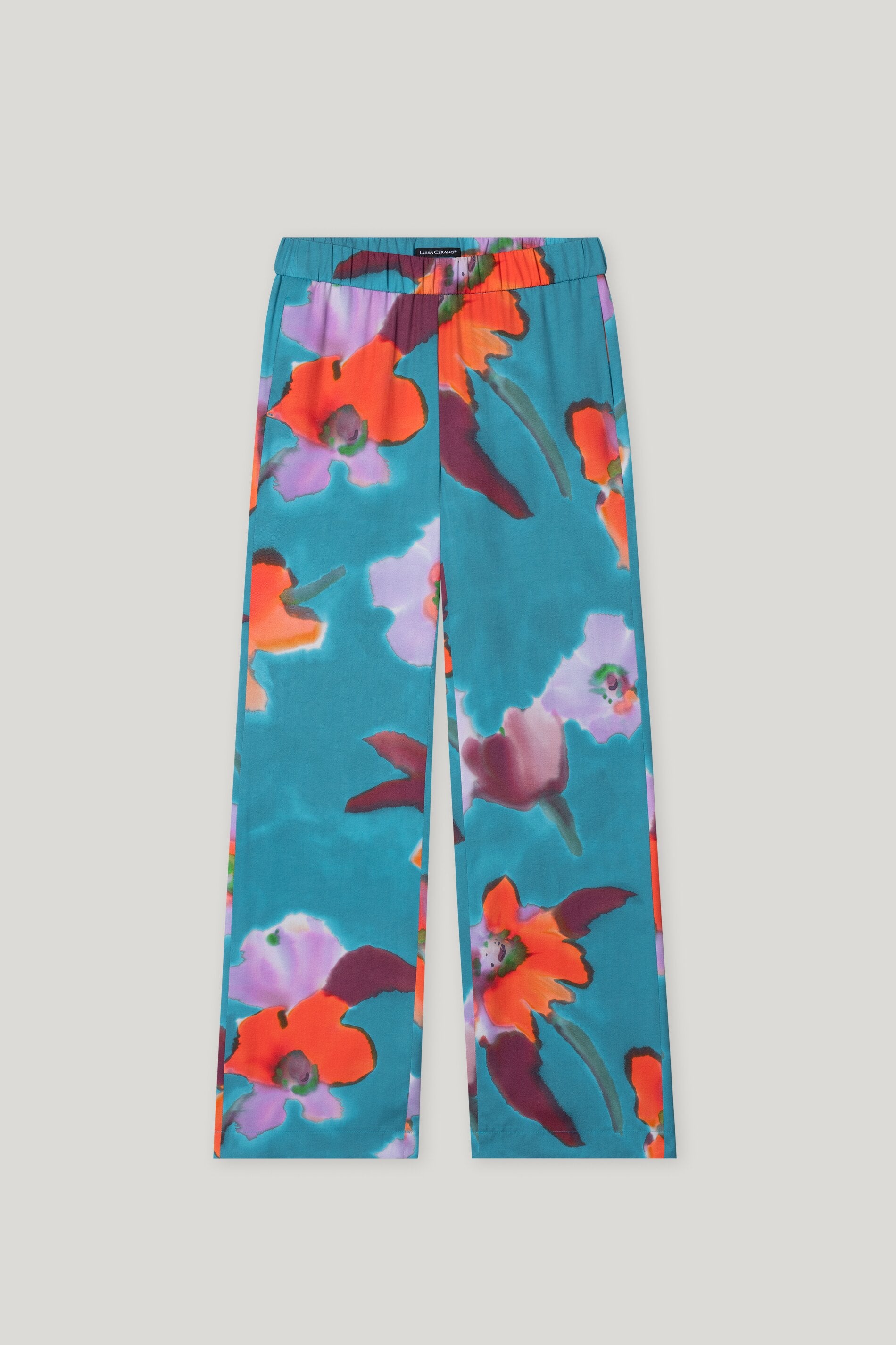 Wideleg mit Hibiskus-Print
