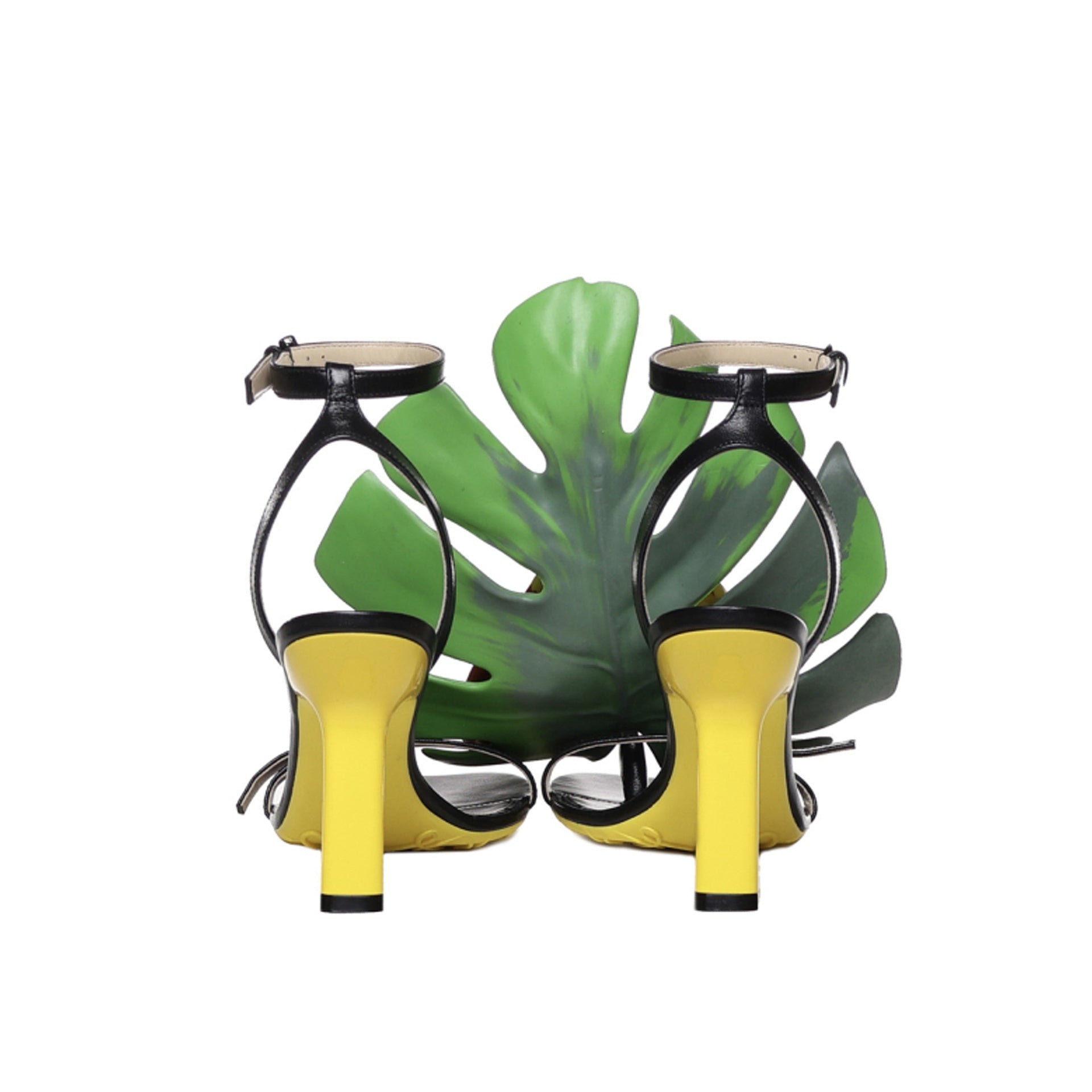 Loewe-Loewe Petal Monstera Leather Sandals-WOMEN SHOES-Black-Deal-Outlet-by-ARCHIVIST