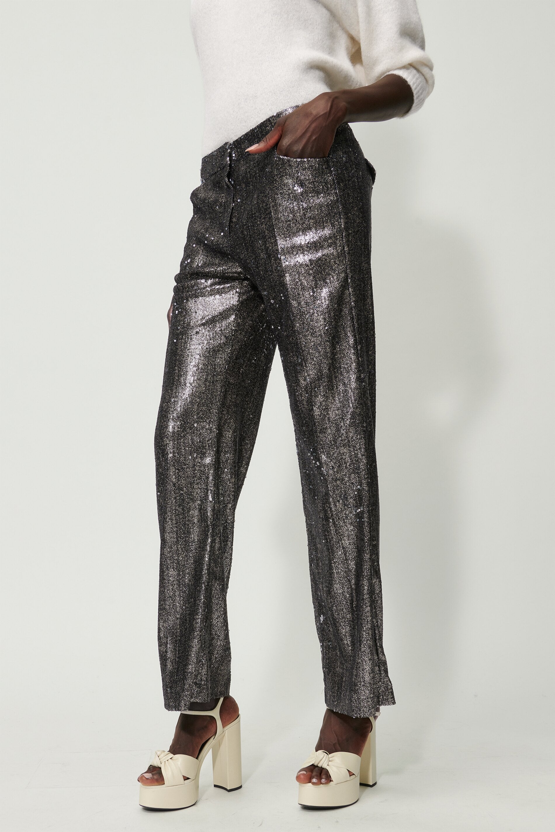 Flared-Pailletten-Pants