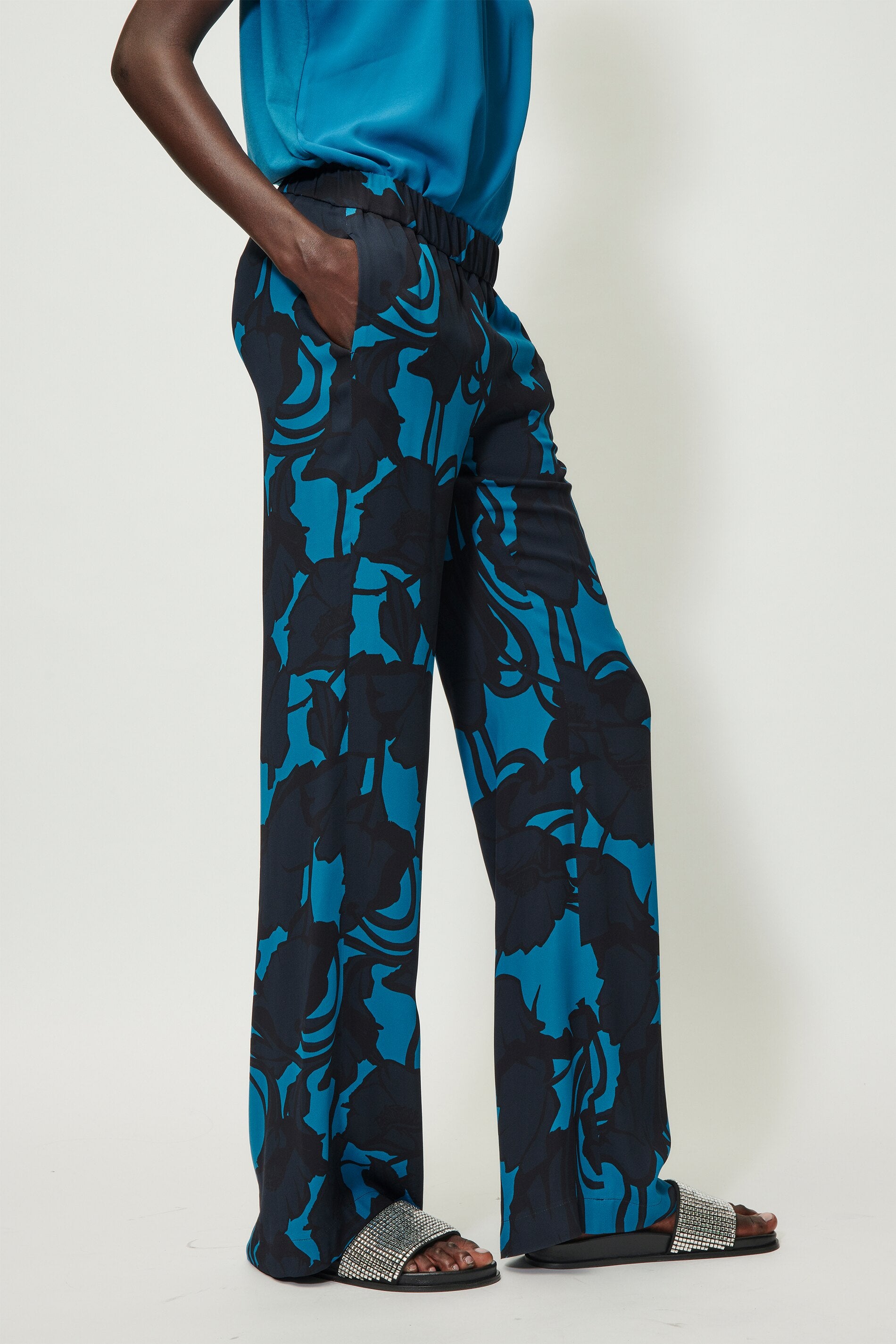Wideleg-Pants mit Flower-Print