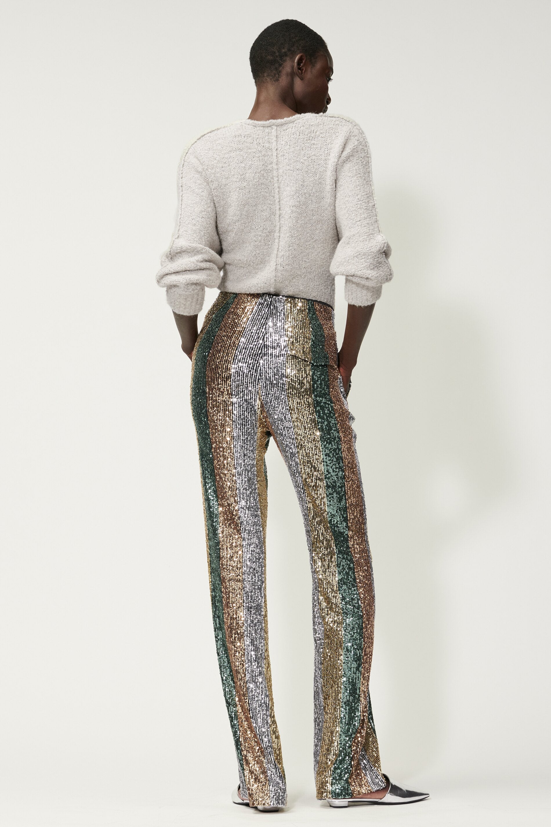 Flared-Pants mit Pailletten