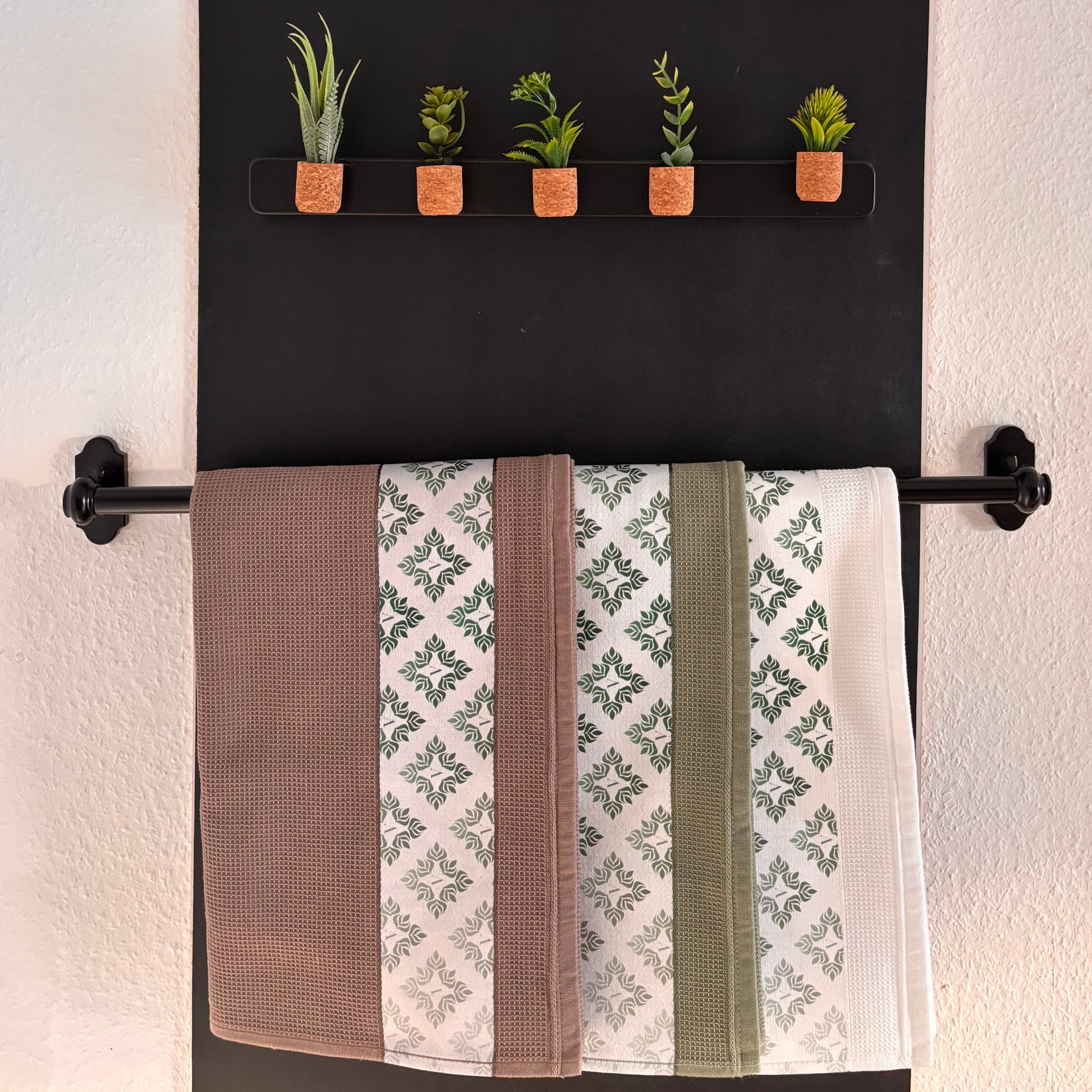 Verdancia-3 Farben Set - Waffel-Küchentücher - 100% Baumwolle - 50x70cm-Küchentuch-Black-Deal-Outlet-by-ARCHIVIST