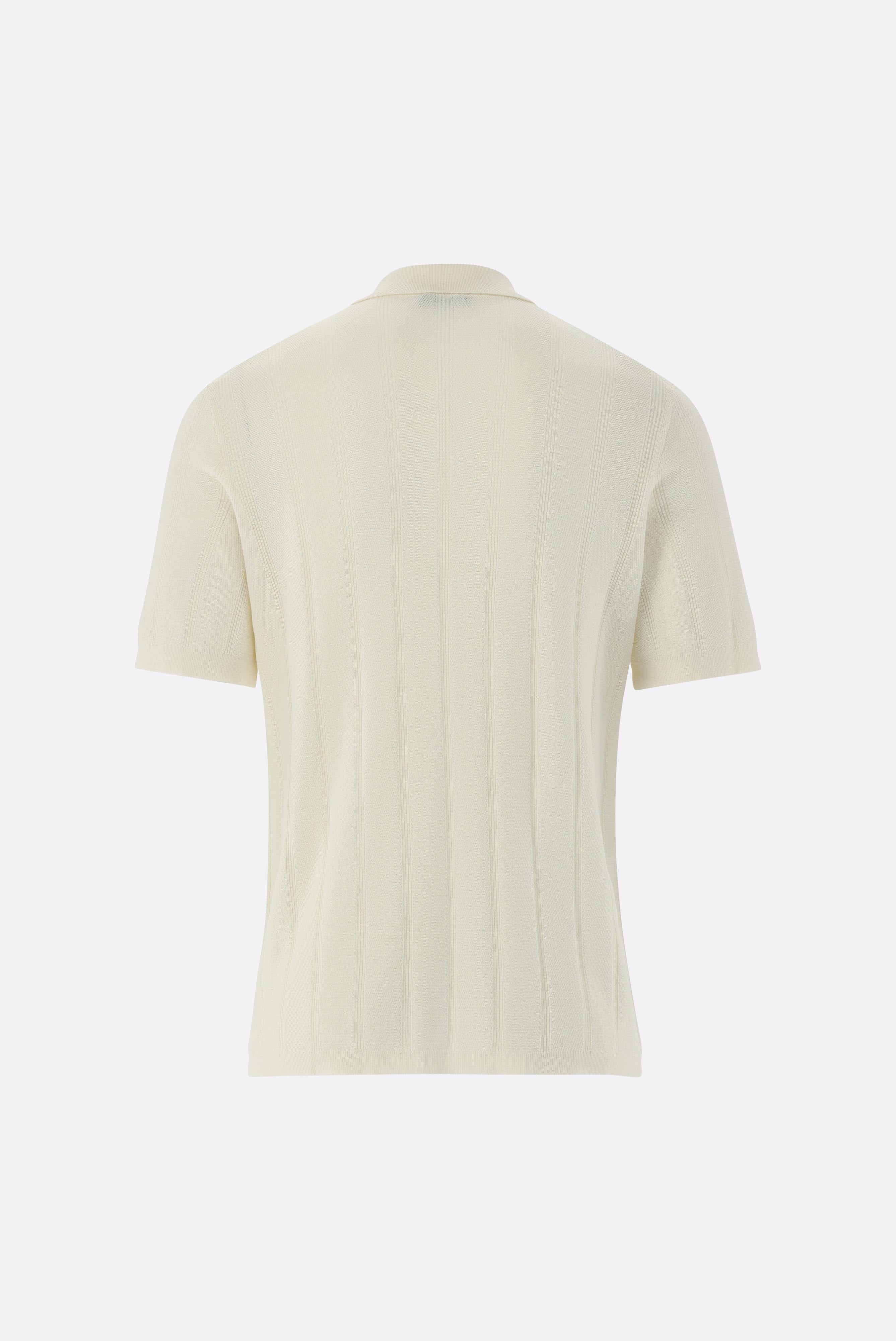 Knitted polo shirt with jacquard stripes