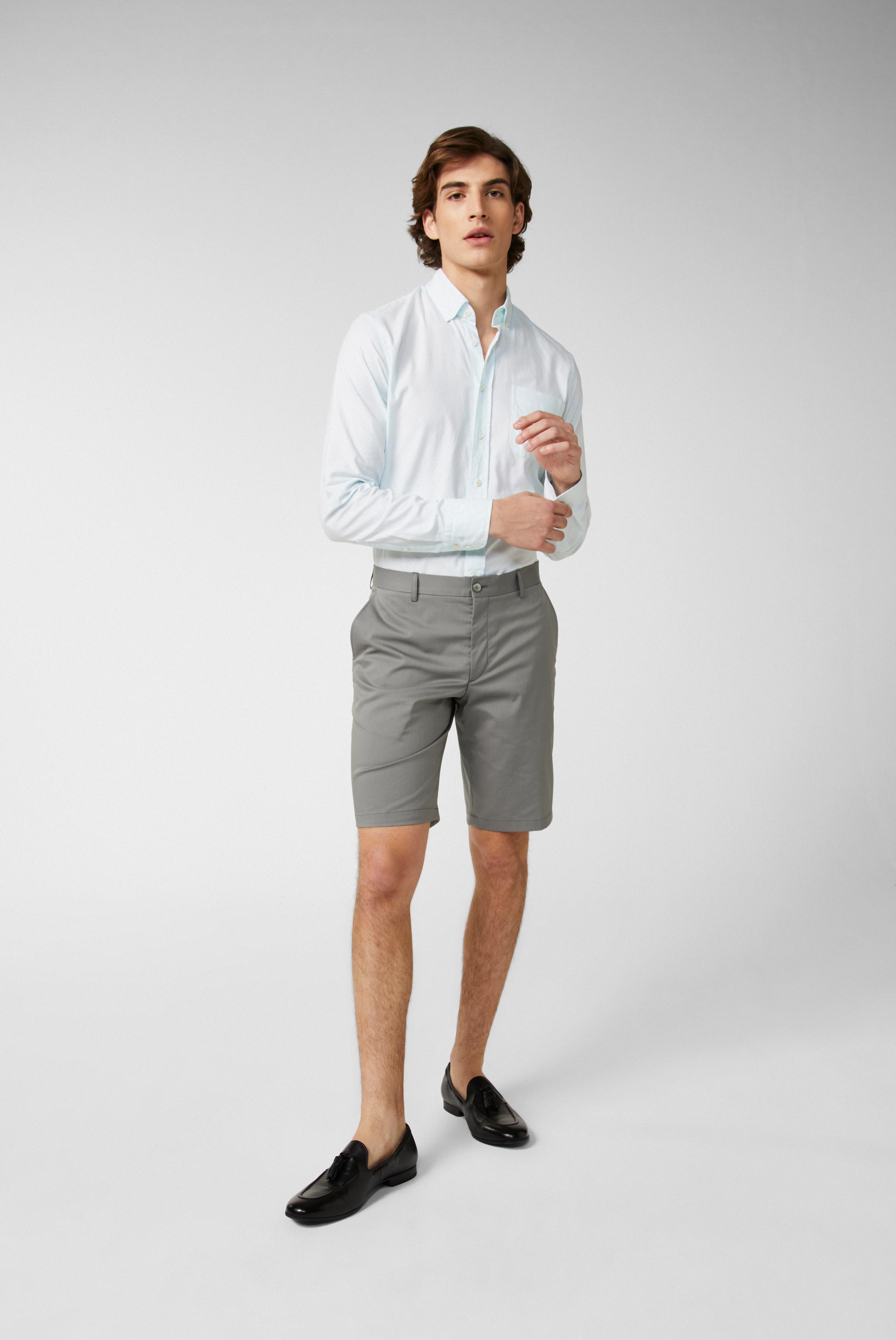 Slim fit cotton stretch shorts, grey