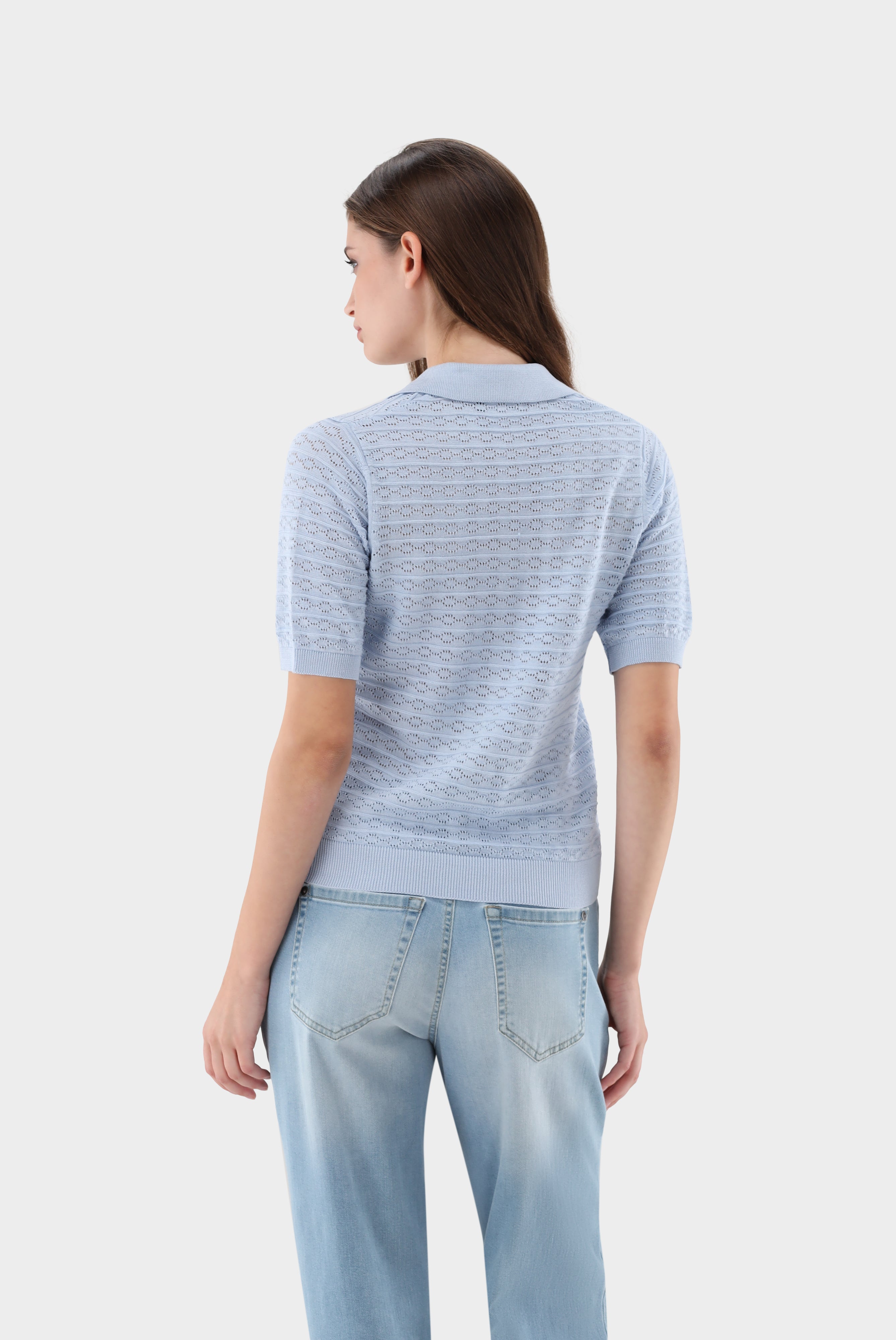 Van Laack-V-Polo mit Ajourmuster aus Air Cotton-Shirts-Black-Deal-Outlet-by-ARCHIVIST