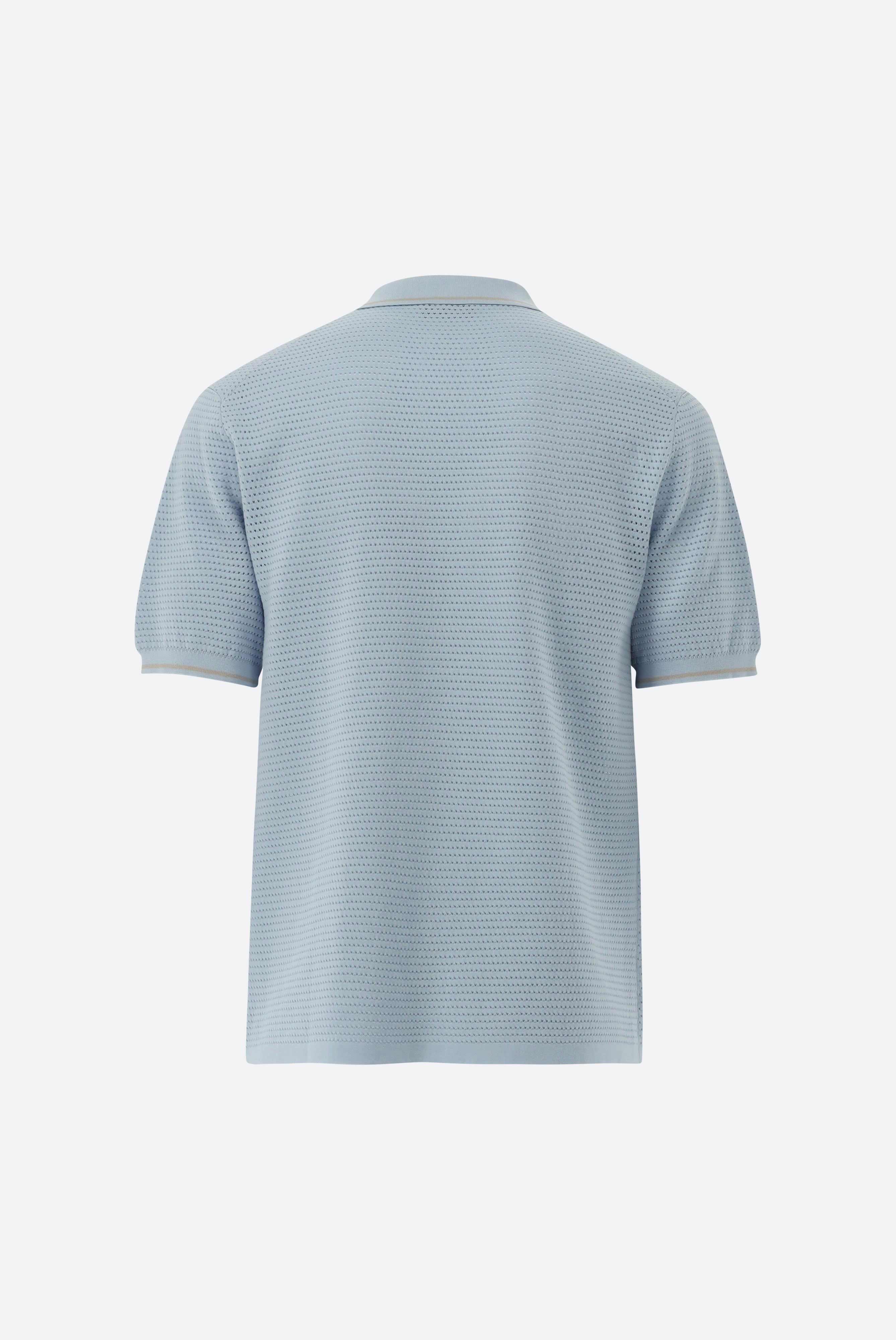 V-Neck Polo mit Retro Strukturund Kontrastkragen