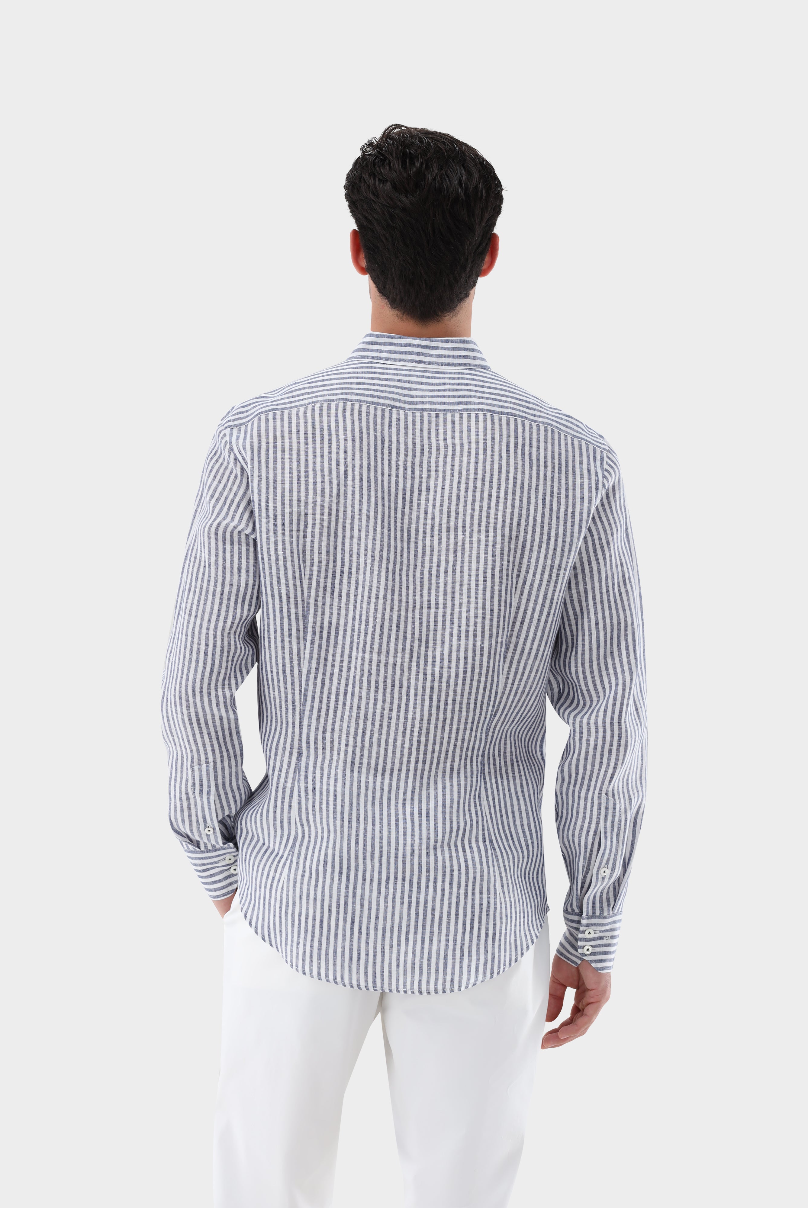 Van Laack-Button Down Leinenhemd mit Streifen Tailor Fit-Hemden & Blusen-Black-Deal-Outlet-by-ARCHIVIST