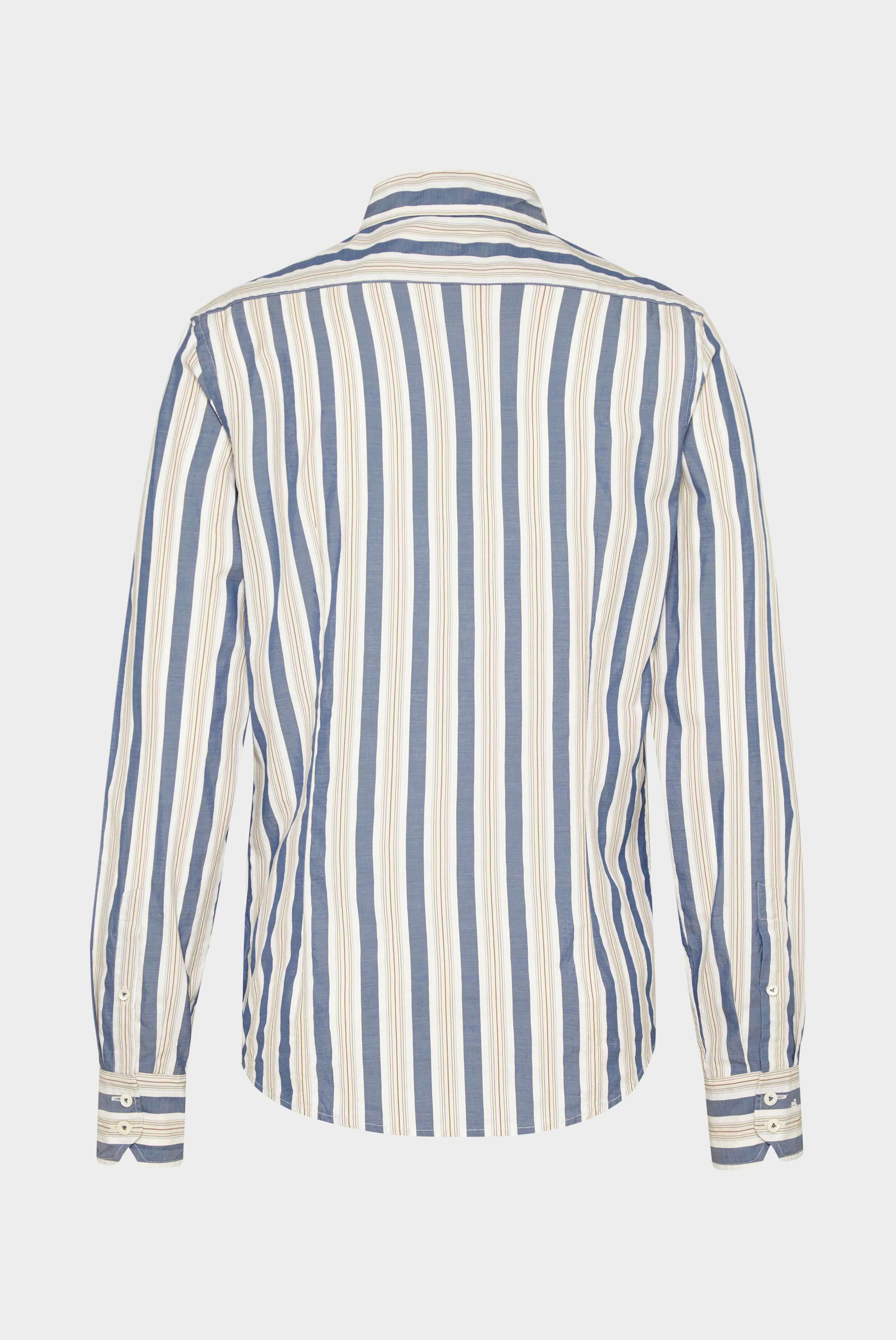 Wide striped cotton shirt with button-down collar