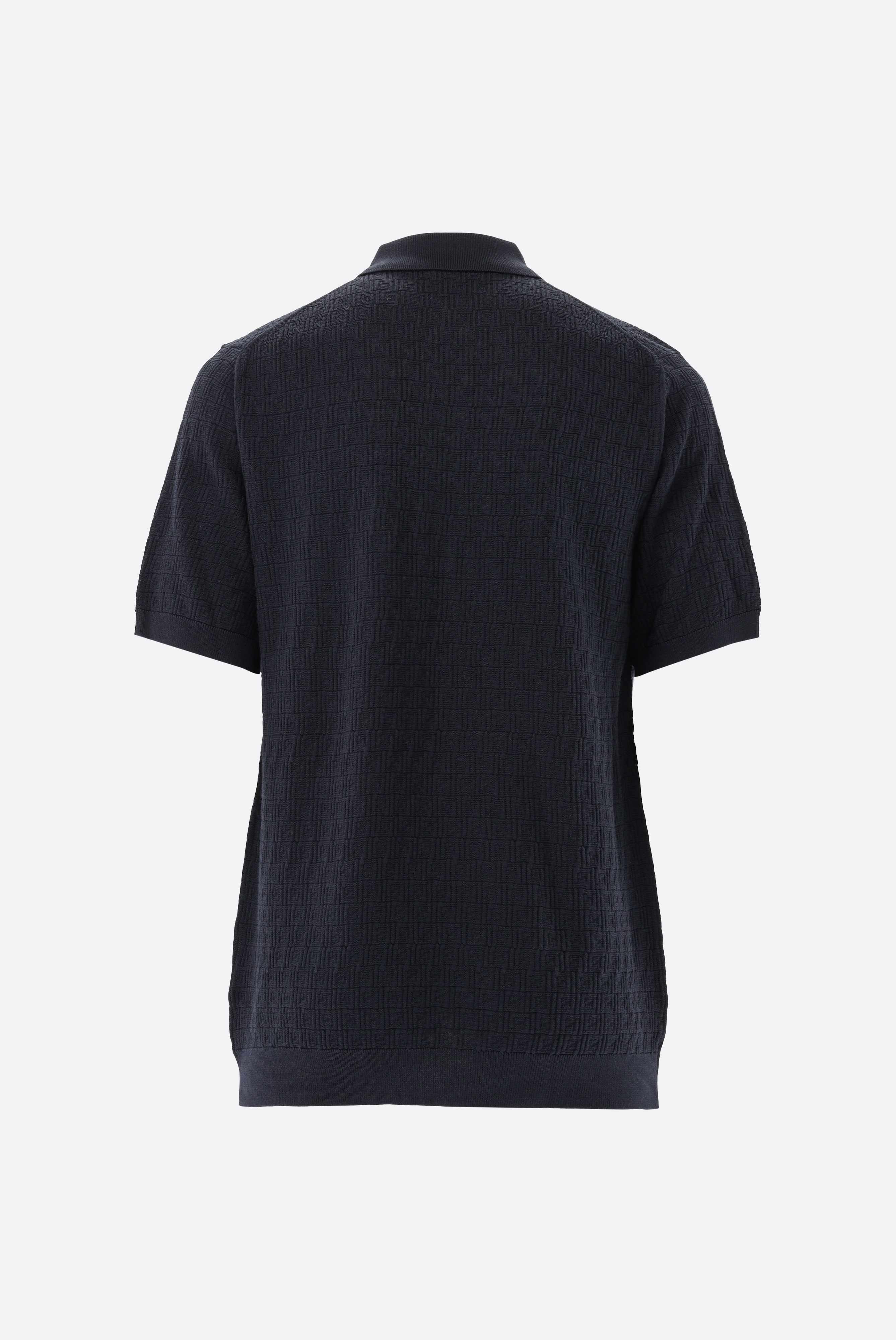 Van Laack-Strick Poloshirt mit Signature Jacquard Muster-Shirts-Black-Deal-Outlet-by-ARCHIVIST