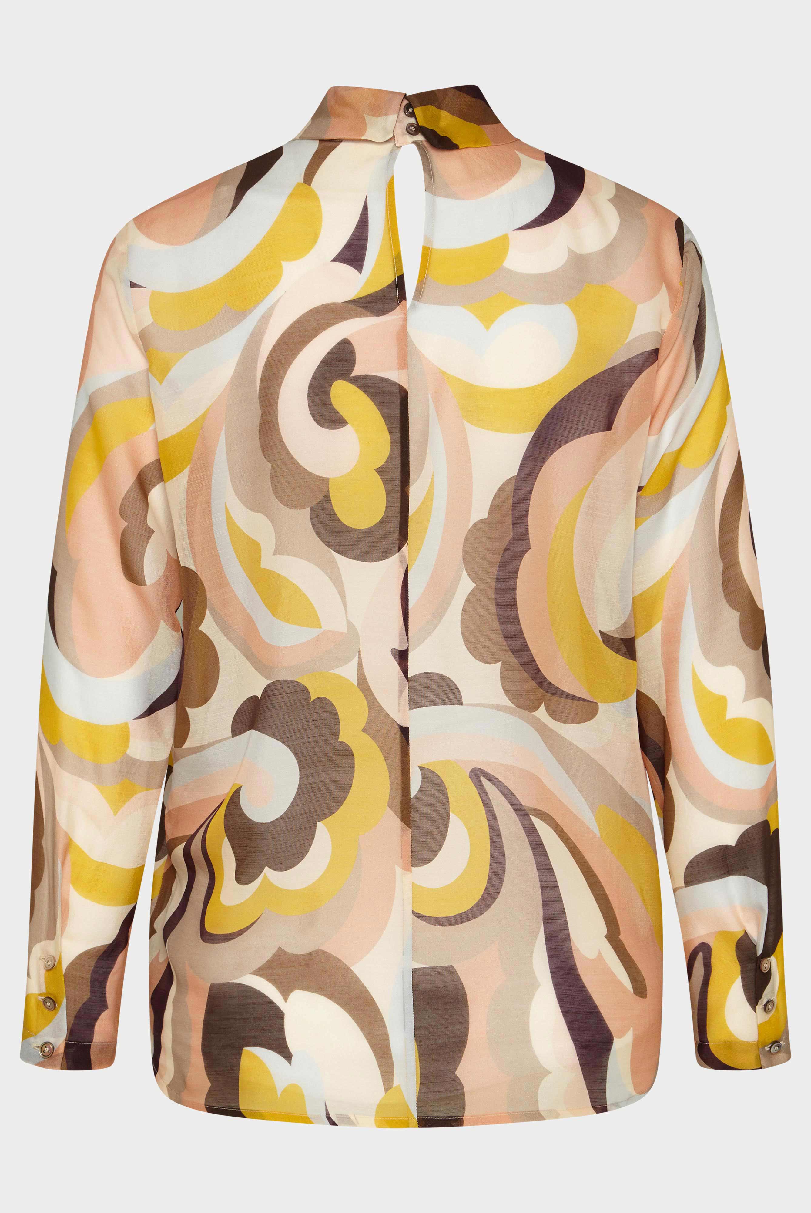 Hemdbluse mit Paisley Print Beige/Braun/Koralle