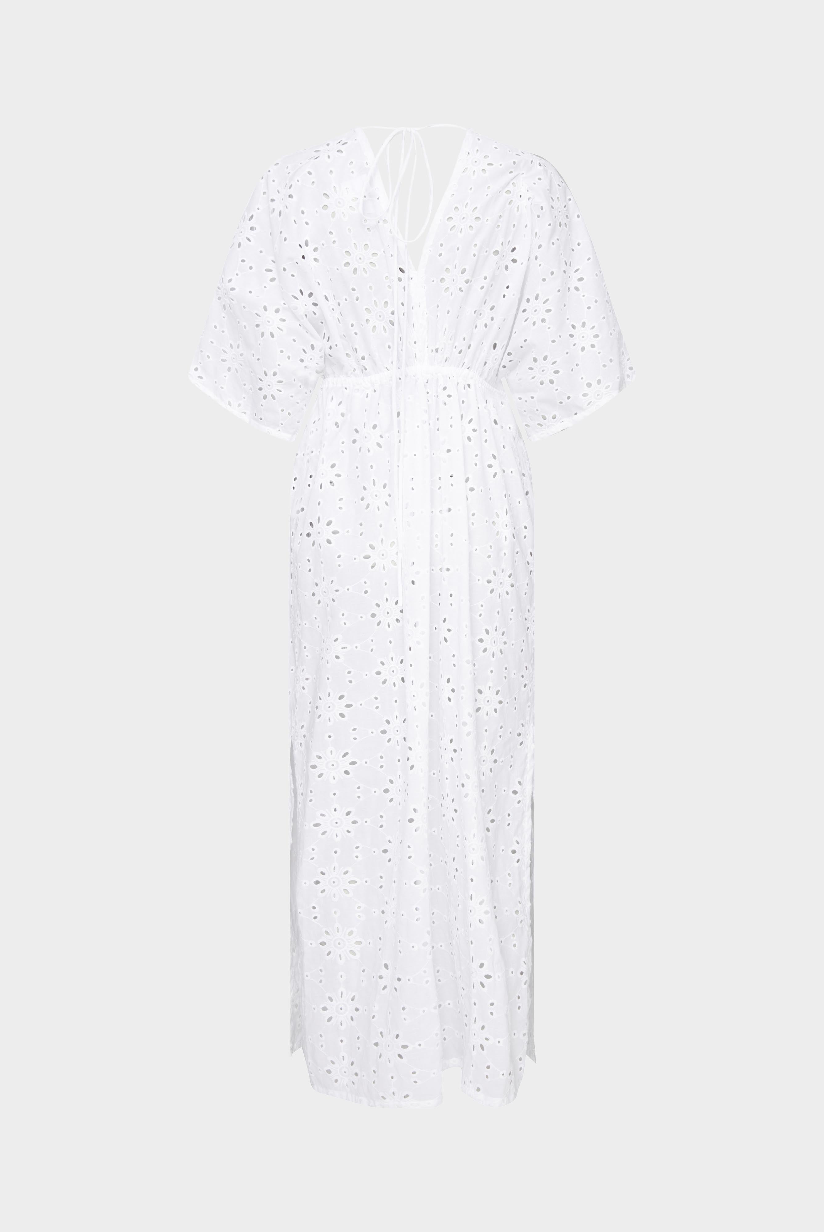 Van Laack-Tailliertes Maxikleid aus geraffter Baumwolle mit Lochstickerei Weiß-Kleider & Röcke-Black-Deal-Outlet-by-ARCHIVIST