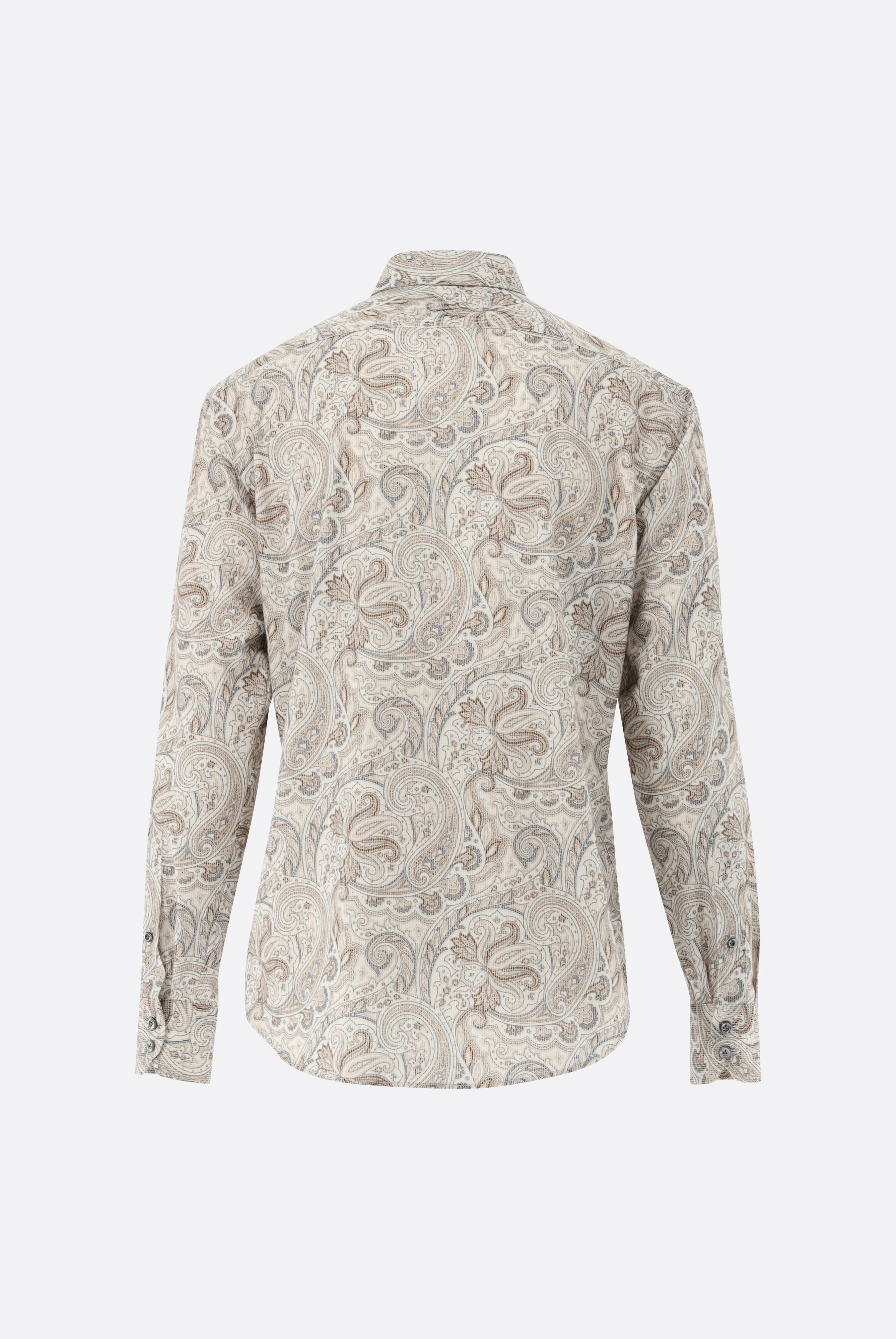 Chemise en velours côtelé à imprimé cachemire, coupe ajustée