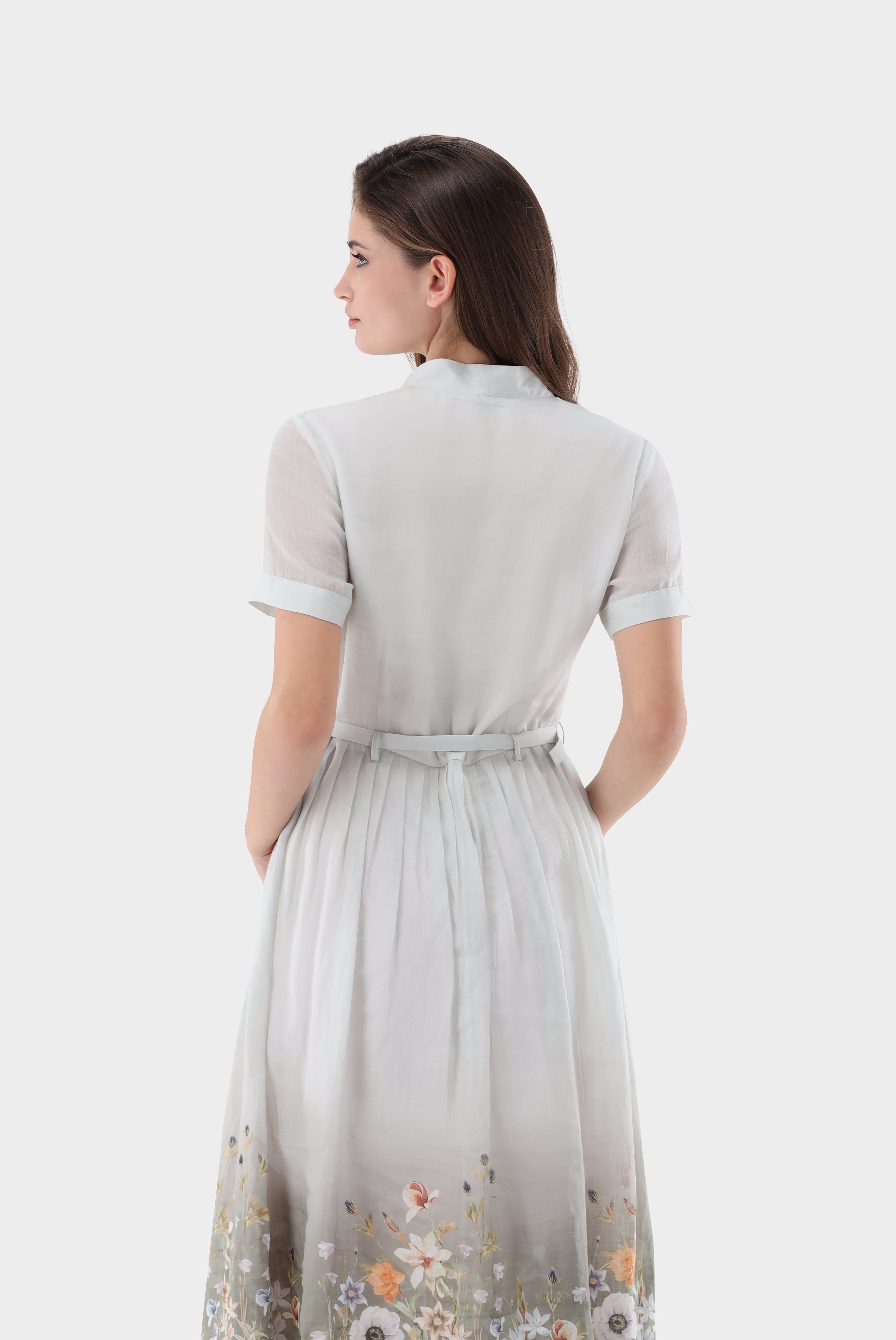 Van Laack-Midi-Kleid aus Leinen mit Blumendruck-Kleider & Röcke-Black-Deal-Outlet-by-ARCHIVIST