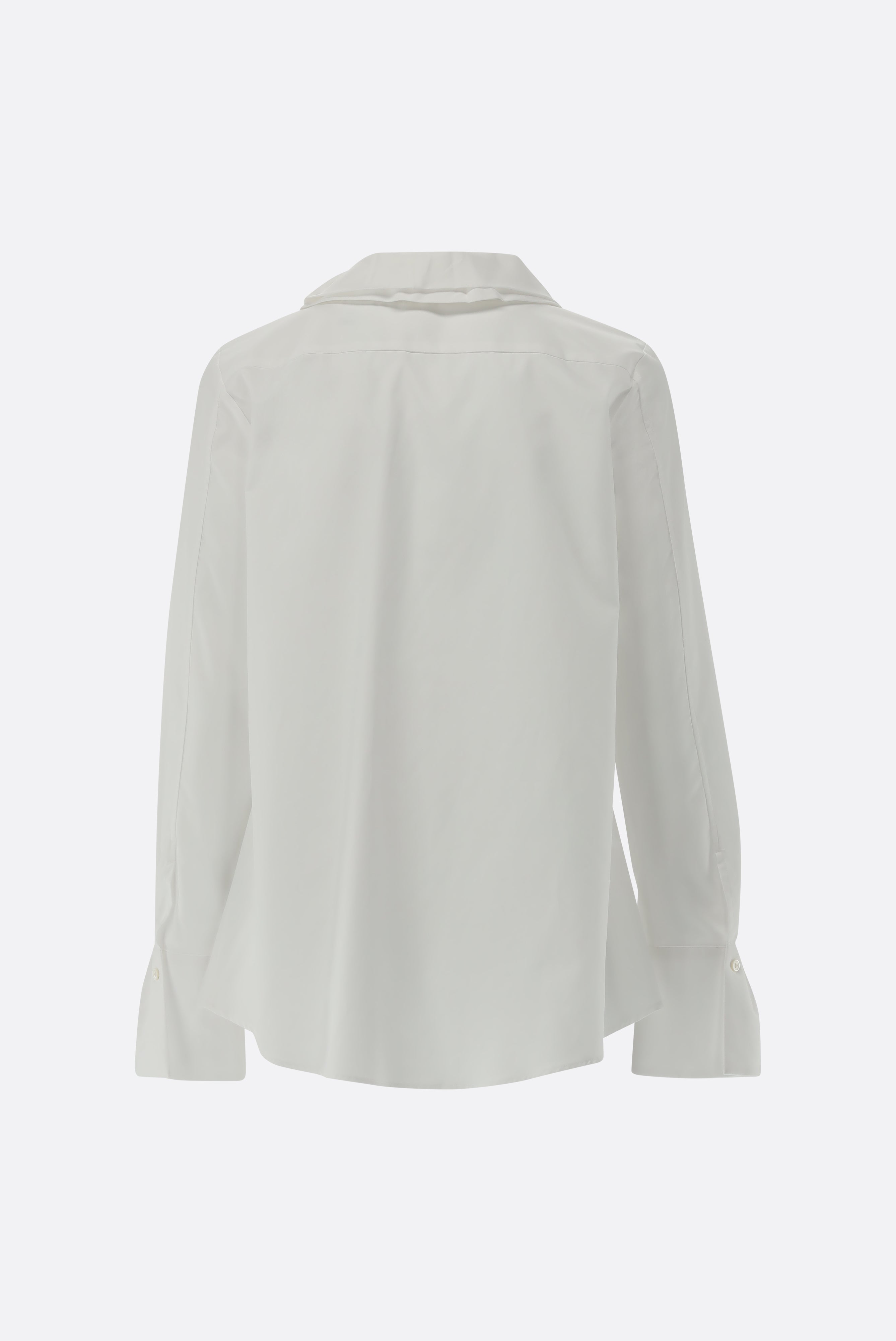 Popeline Bluse mit Faltenkragen und Schluppe