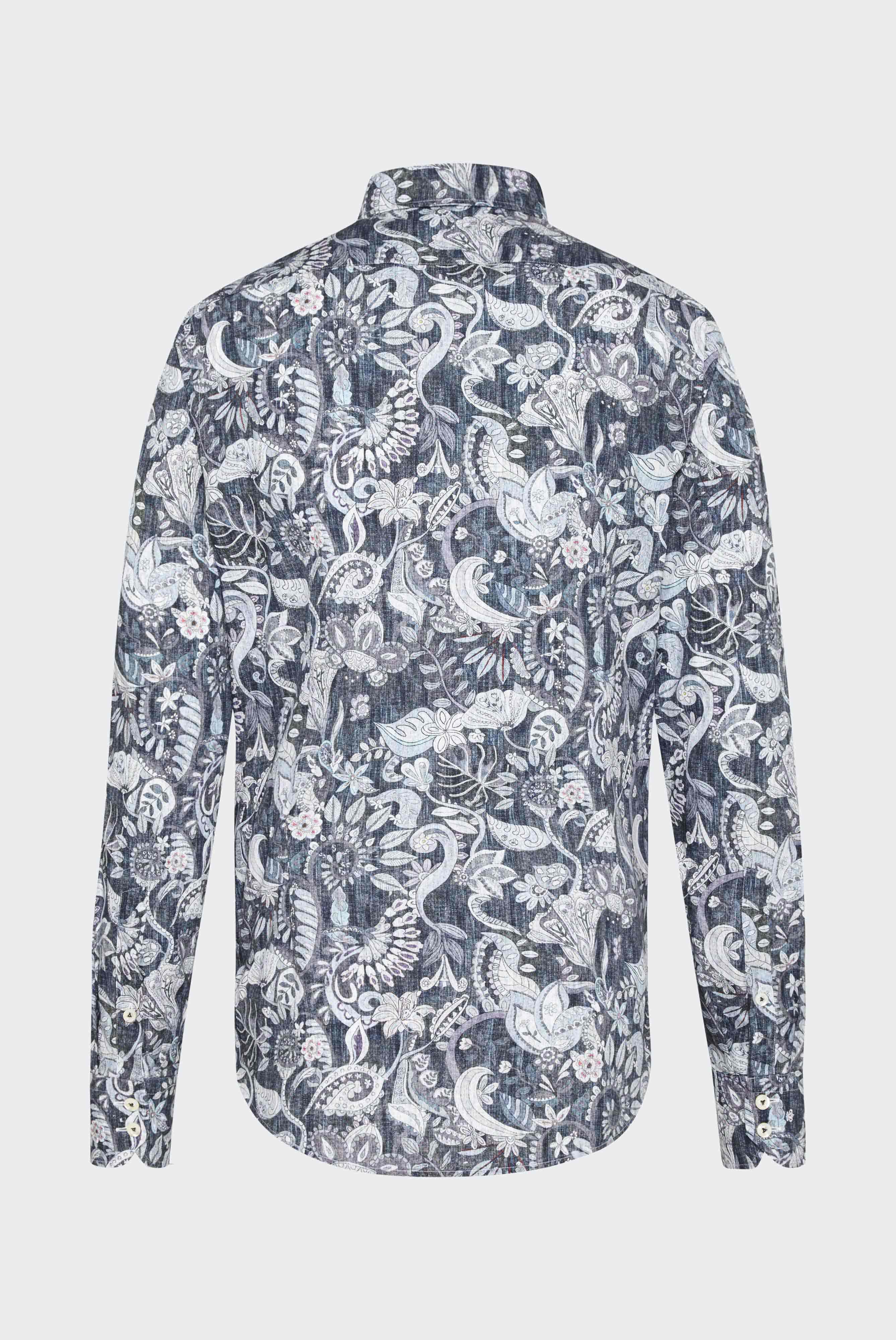 Poplin shirt with paisley print in denim look