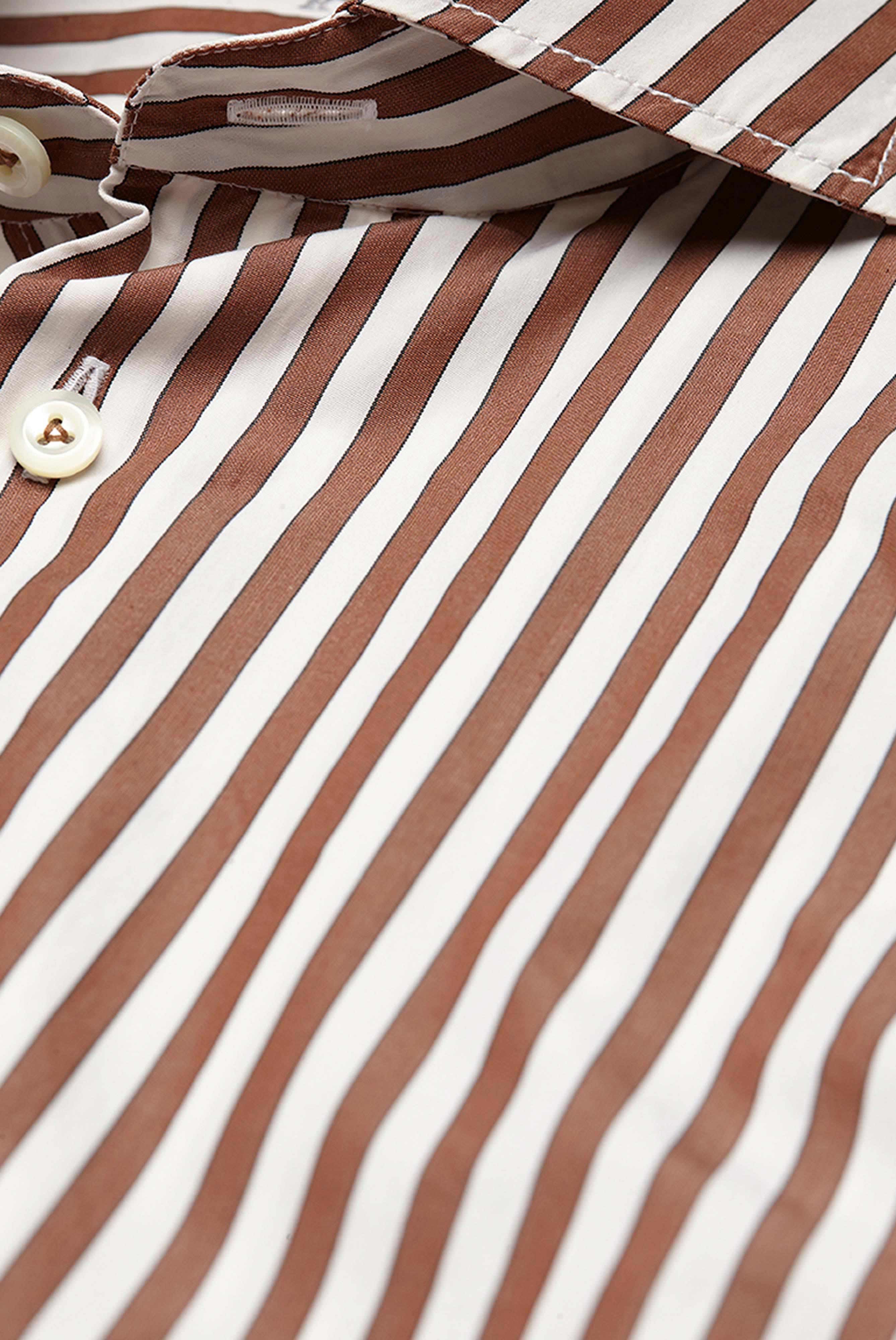 Van Laack-Sommerliches Hemd Slim Fit Gestreift Braun Weiß-Hemden & Blusen-Black-Deal-Outlet-by-ARCHIVIST