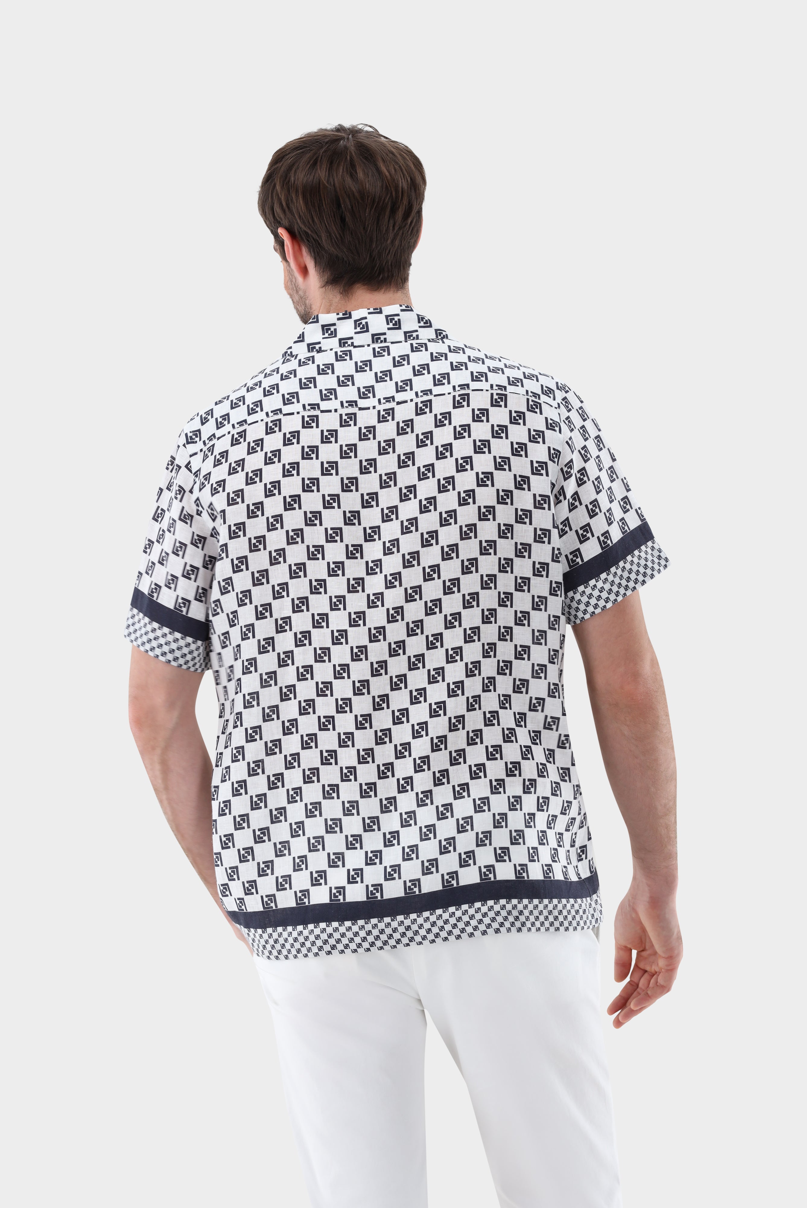 Van Laack-Kurzarmhemd mit Reverskragen und Geometrischem Druck-Hemden & Blusen-Black-Deal-Outlet-by-ARCHIVIST