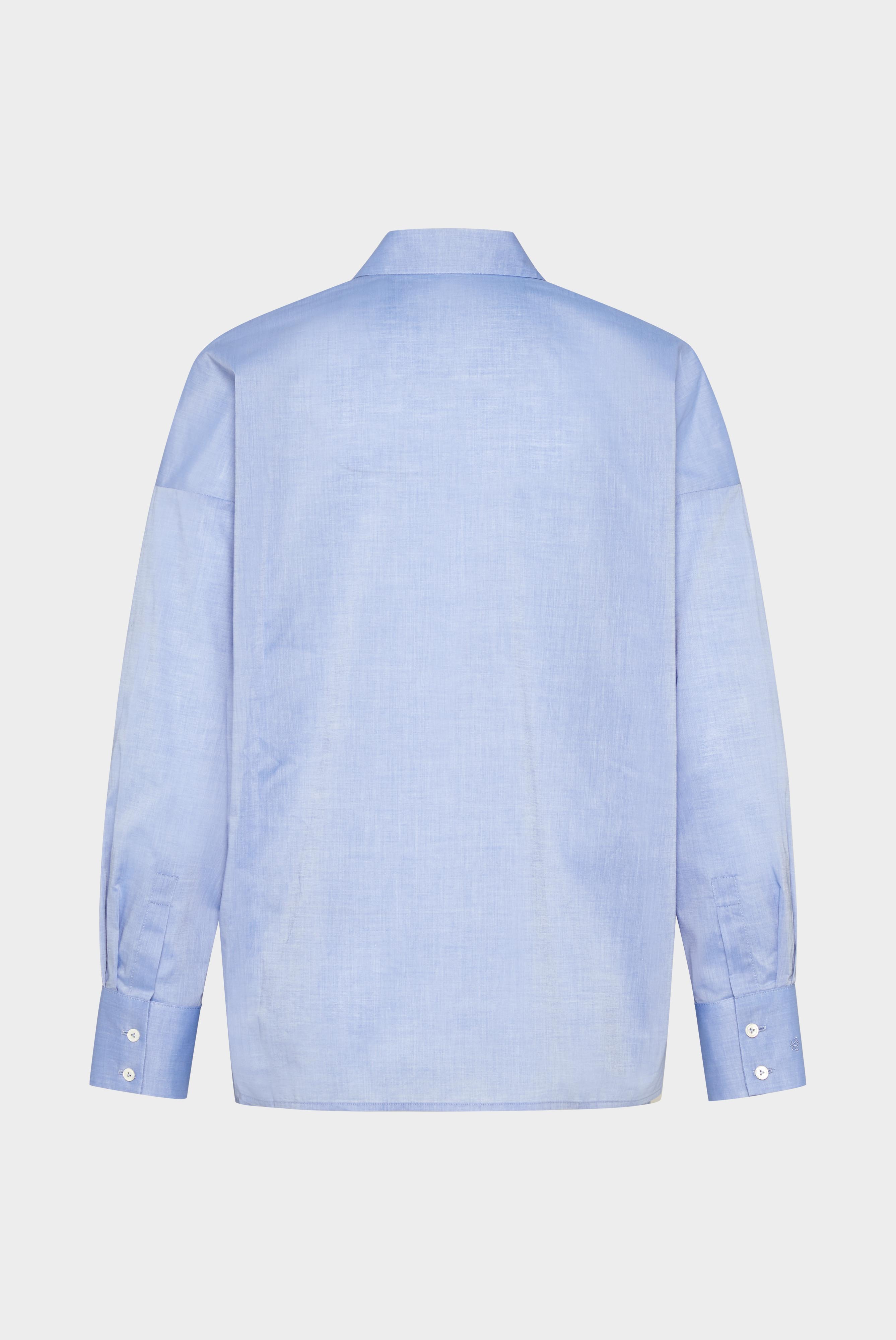 Van Laack-Popeline-Hemdbluse mit überschnittenen Schultern Blau-Hemden & Blusen-Black-Deal-Outlet-by-ARCHIVIST