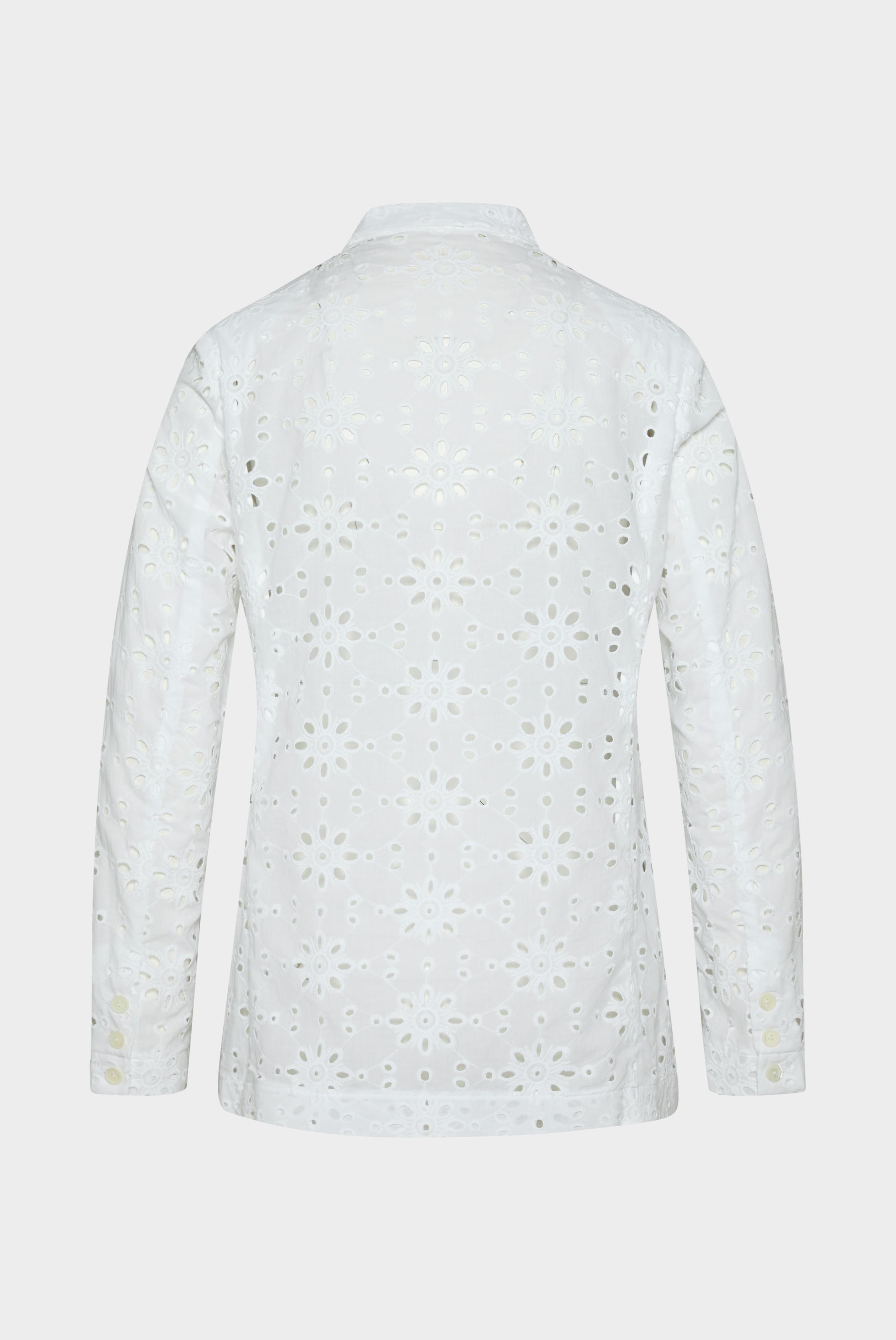 Blazer mit lockerer Passform ohne Futter aus Baumwolle mit Lochstickerei Weiß