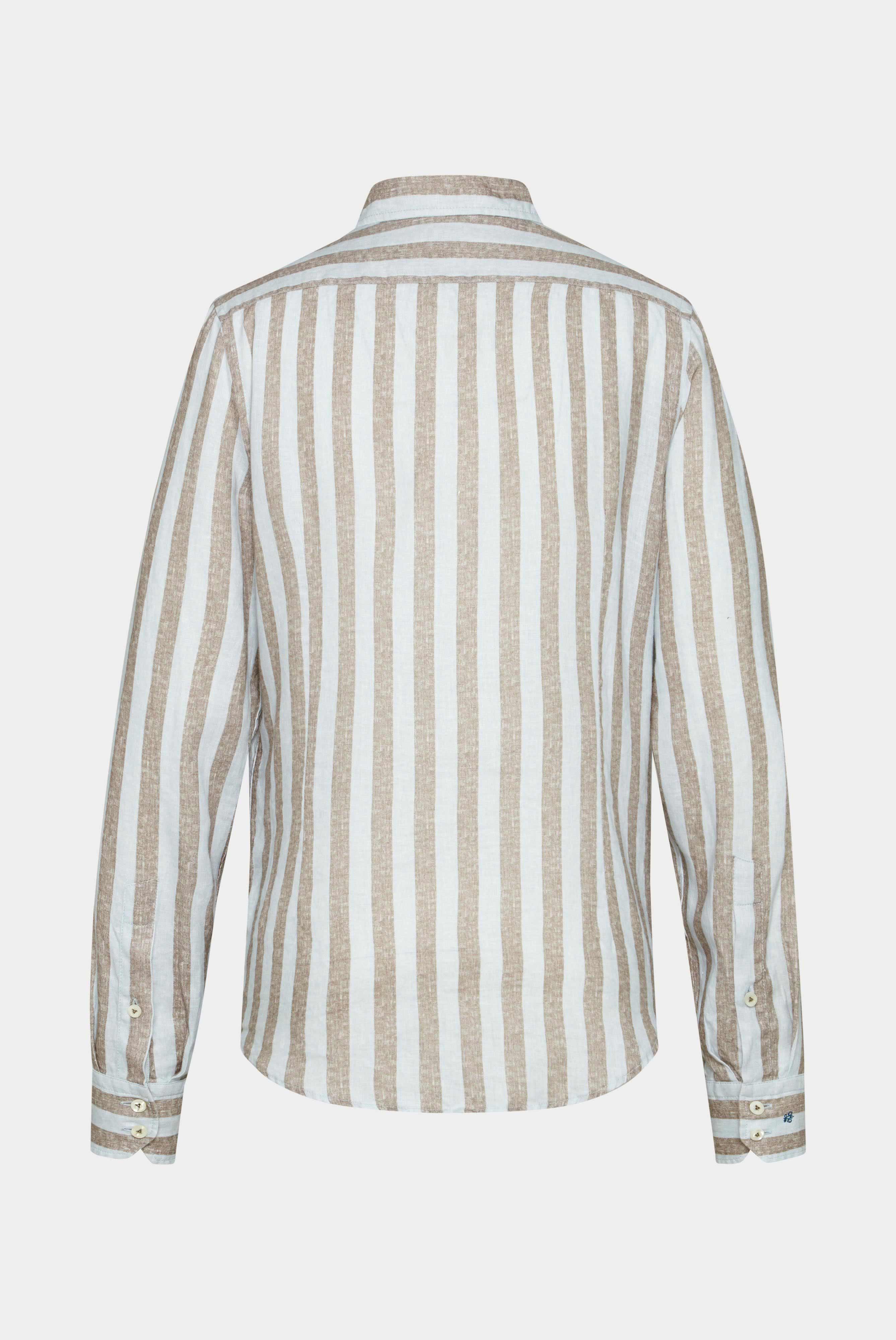Leinenhemd mit zweifarbigem Streifendruck Beige
