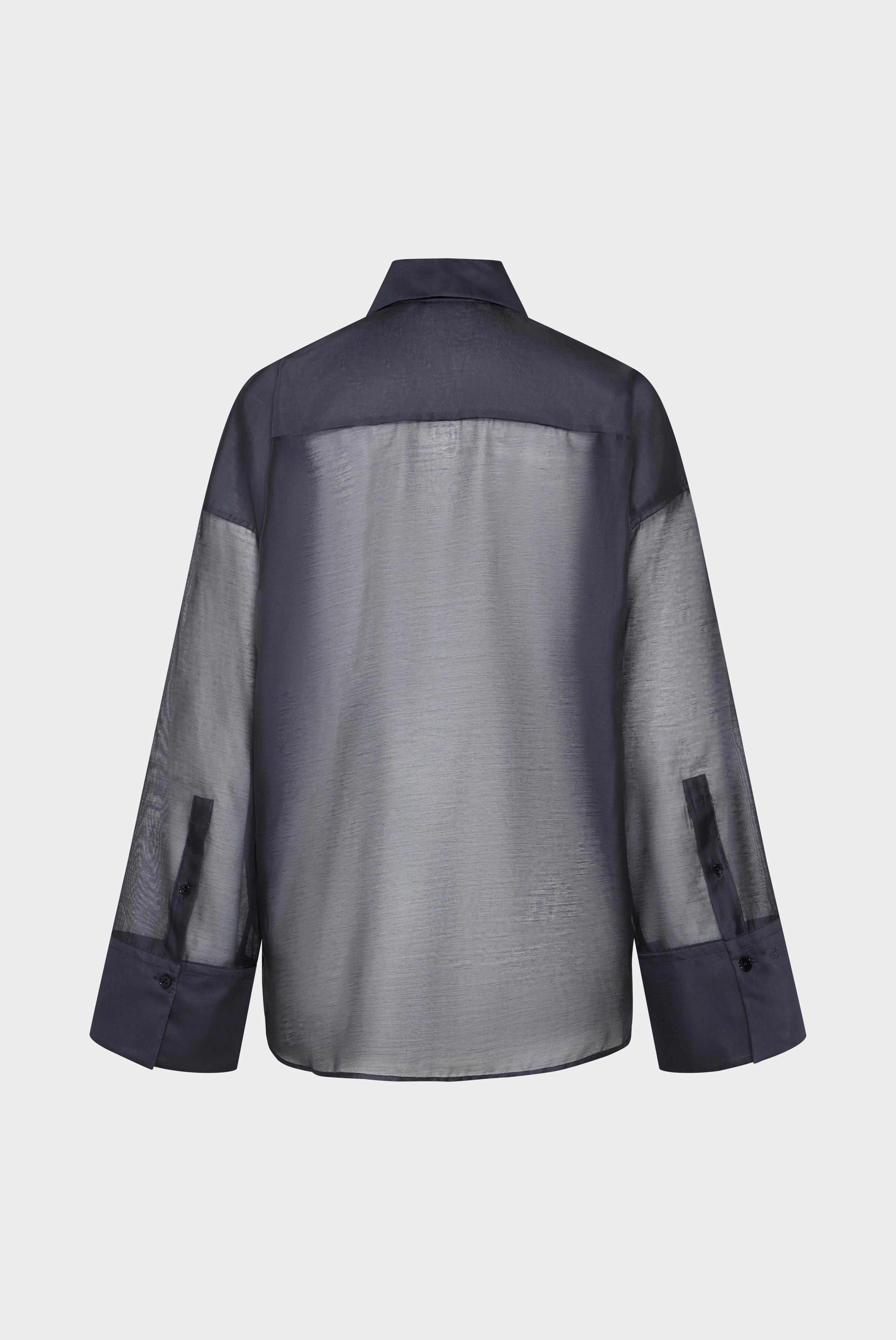 Oversized shirt blouse with large cuffs, dark blue