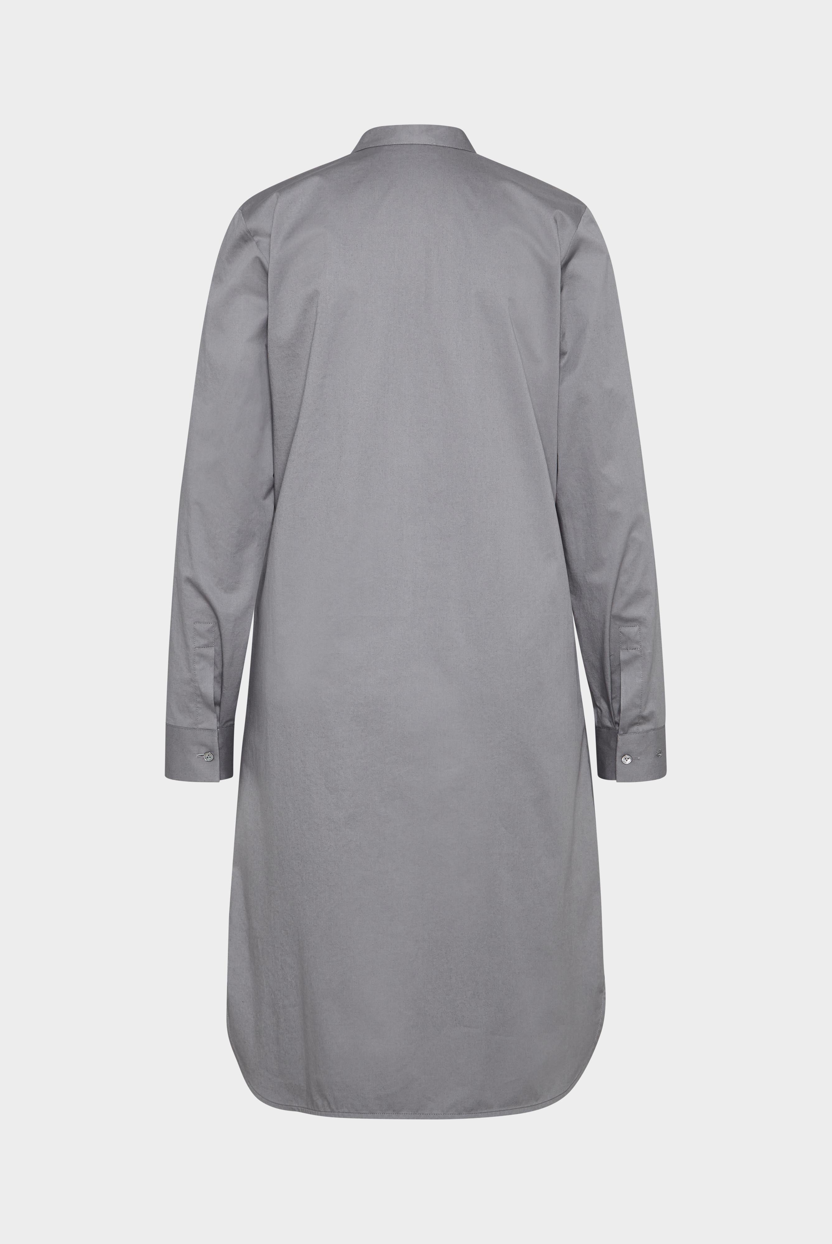 Knielanges Kleid mit Stehkragen und Raffdetails