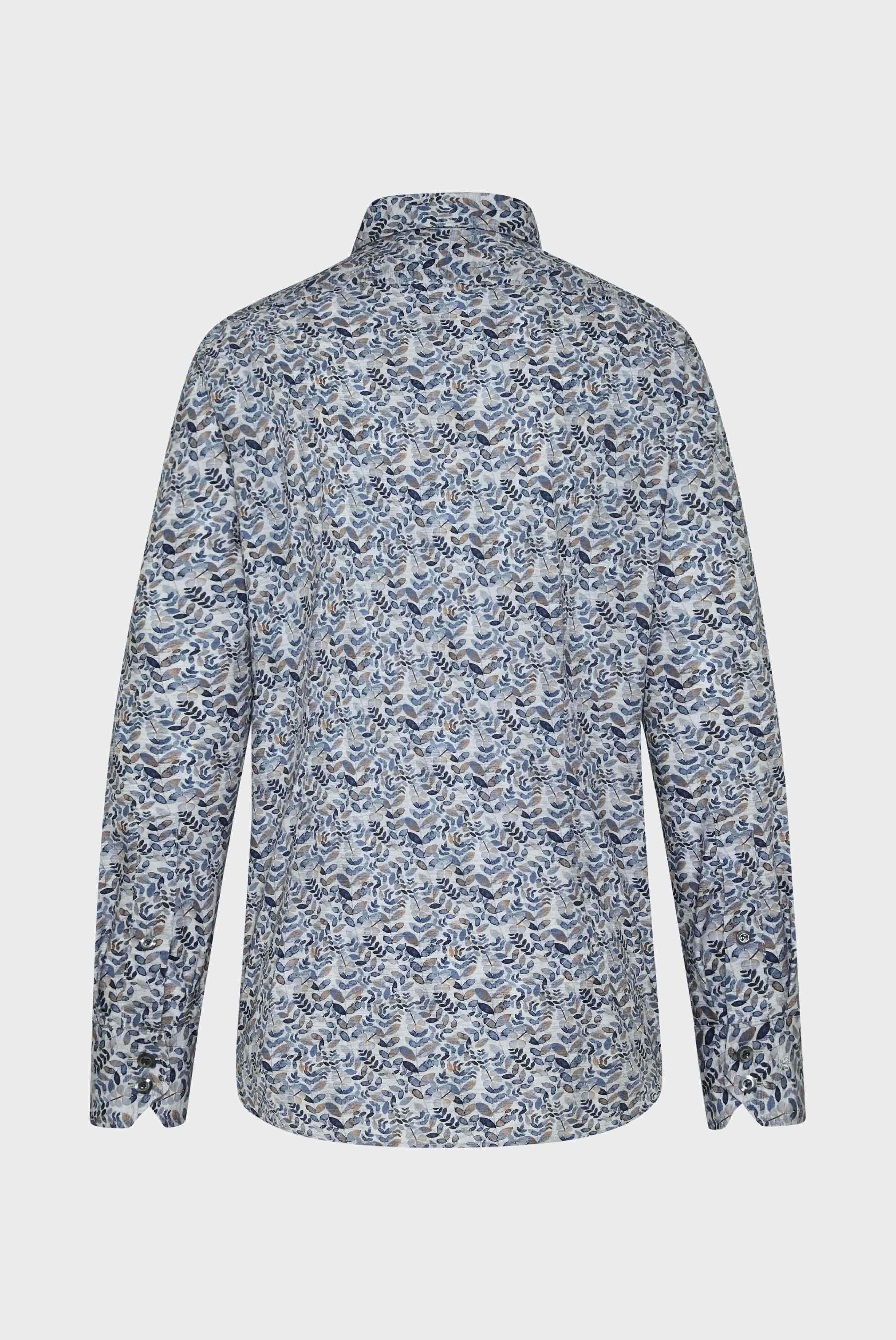 Hemd mit Blumen Print Tailor Fit Grau/Blau