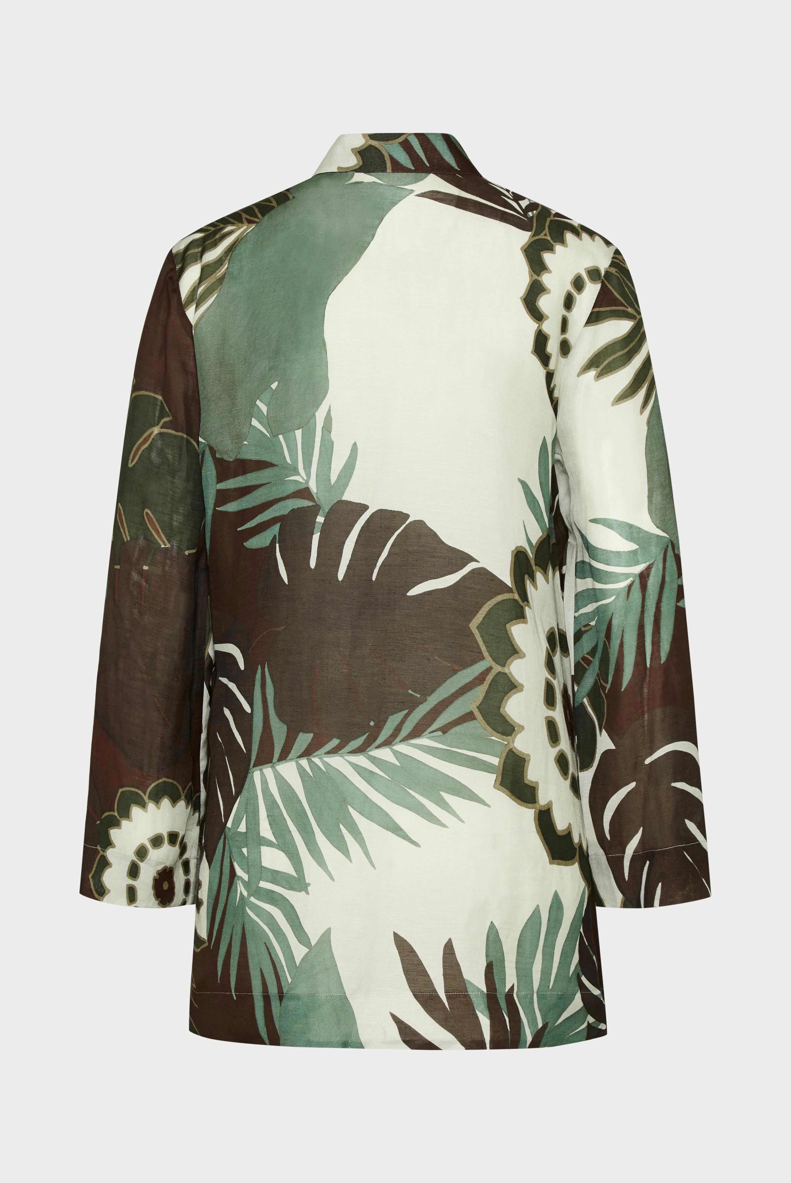 Shirt blouse with tropical print