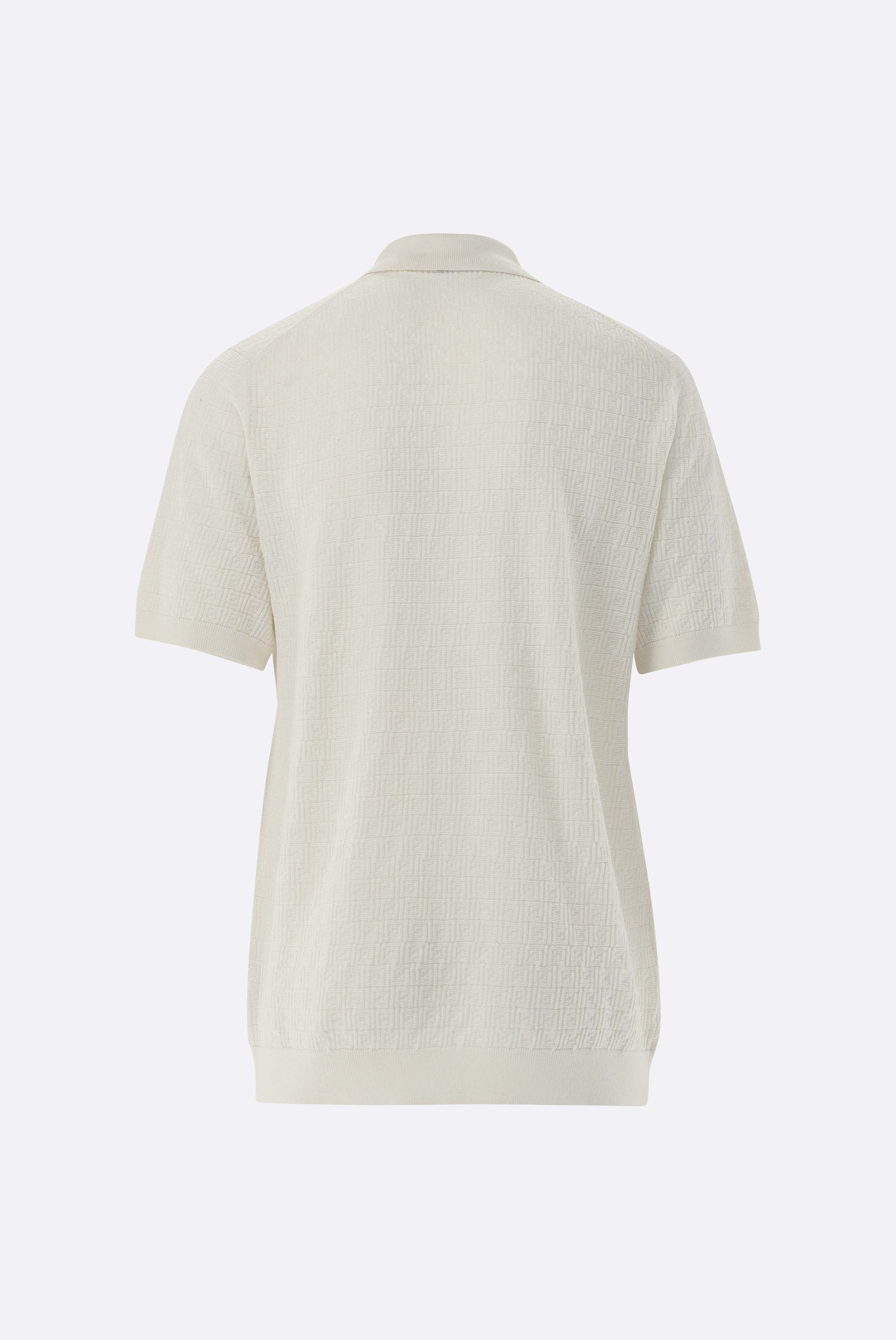 Van Laack-Strick Poloshirt mit Signature Jacquard Muster-Shirts-Black-Deal-Outlet-by-ARCHIVIST