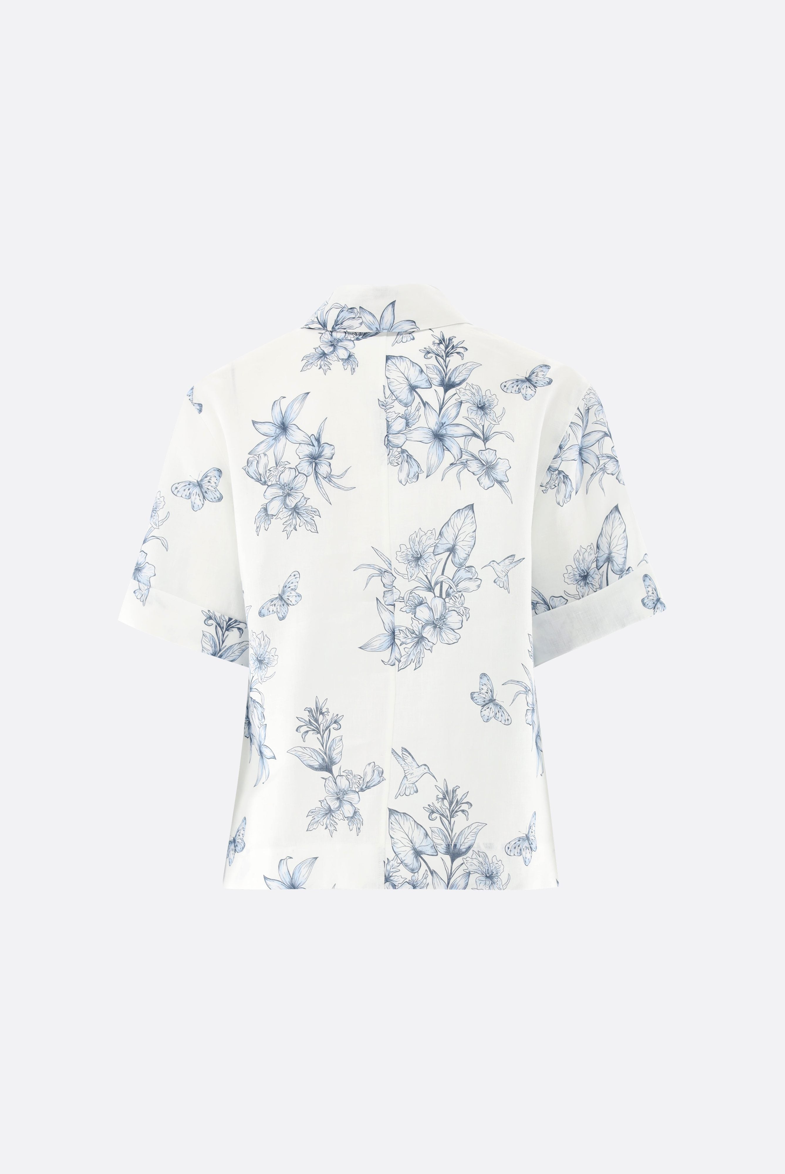 Van Laack-Kurzarm Hemdbluse aus Leinen mit Floralem Druck-Hemden & Blusen-Black-Deal-Outlet-by-ARCHIVIST