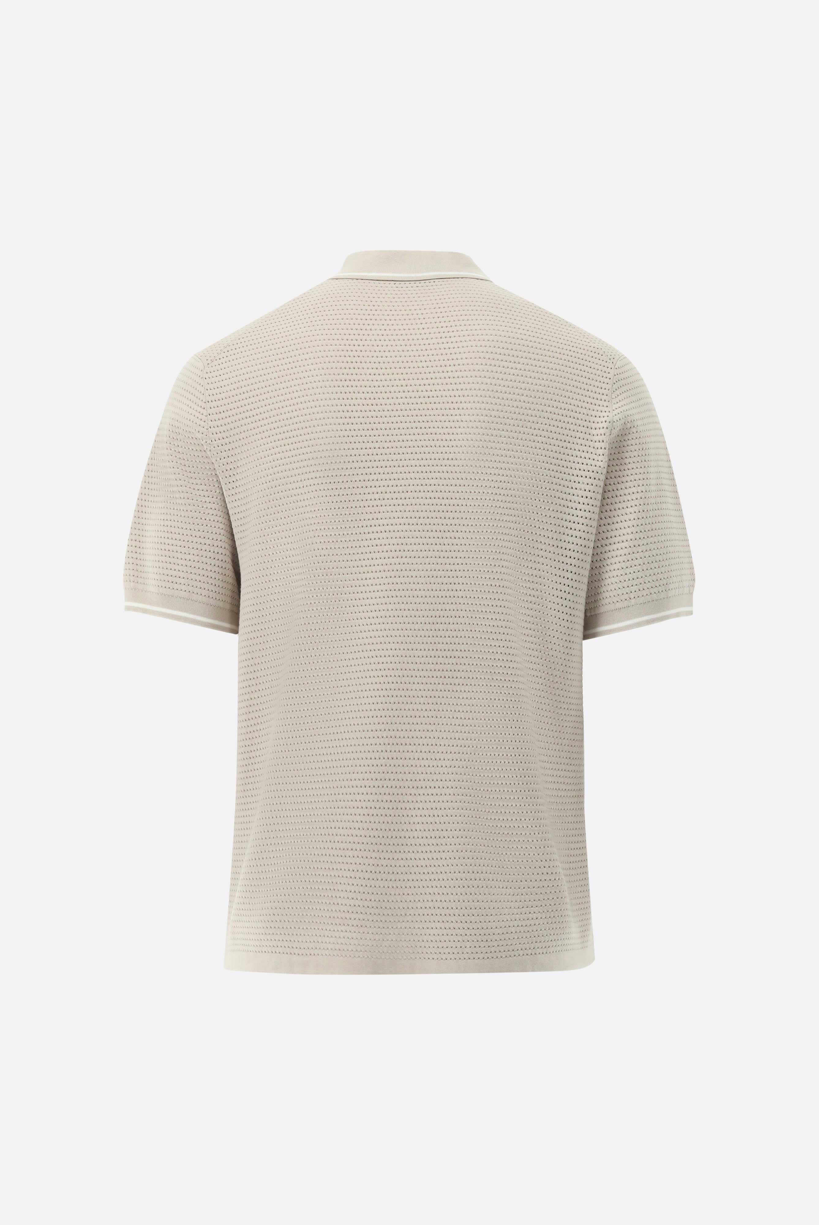 V-Neck Polo mit Retro Strukturund Kontrastkragen