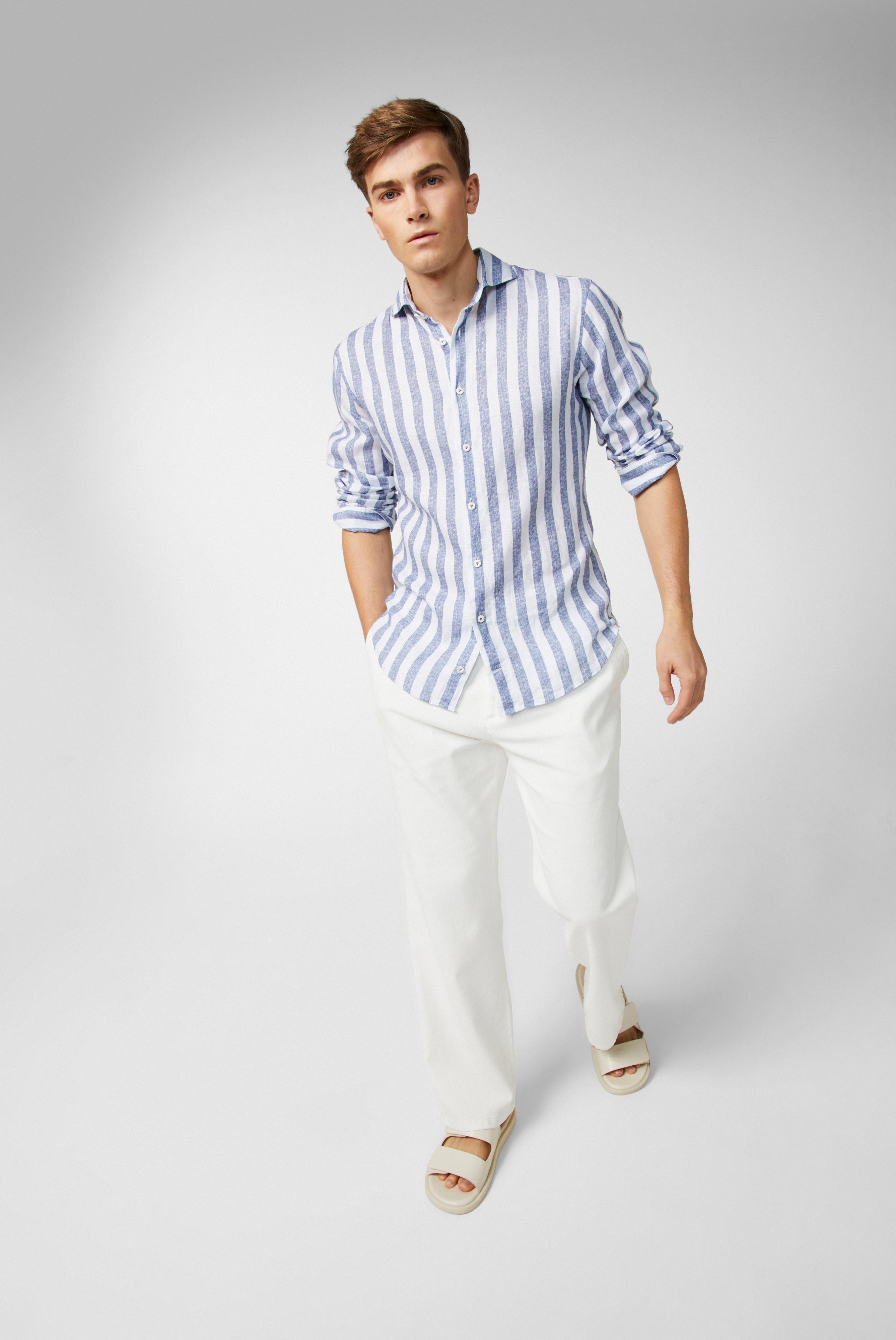 Van Laack-Leinenhemd mit zweifarbigem Streifendruck-Hemden & Blusen-Black-Deal-Outlet-by-ARCHIVIST