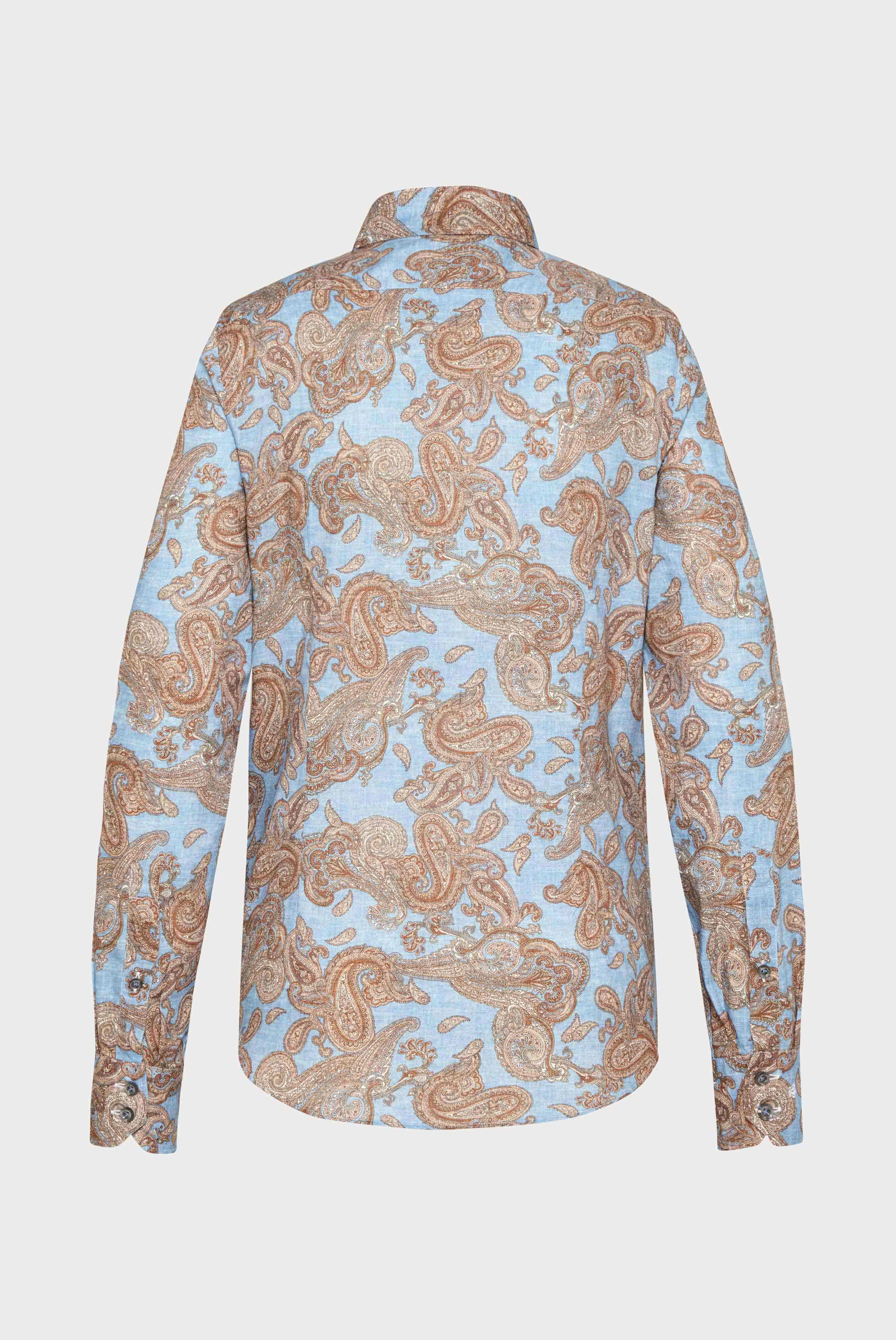 Structured cotton shirt with vintage paisley print and piping details