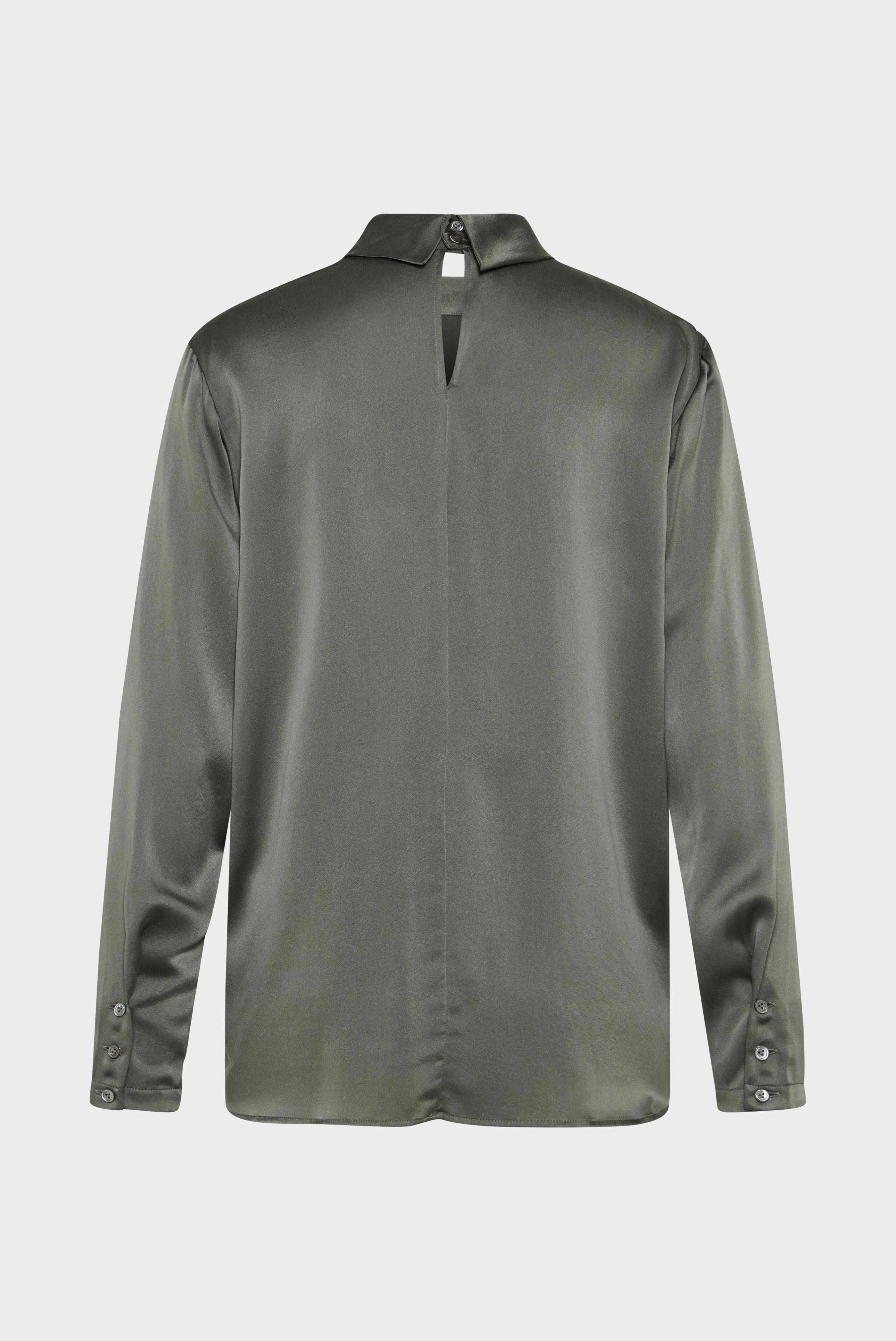 Bluse aus Seide mit Stehkragen Grau