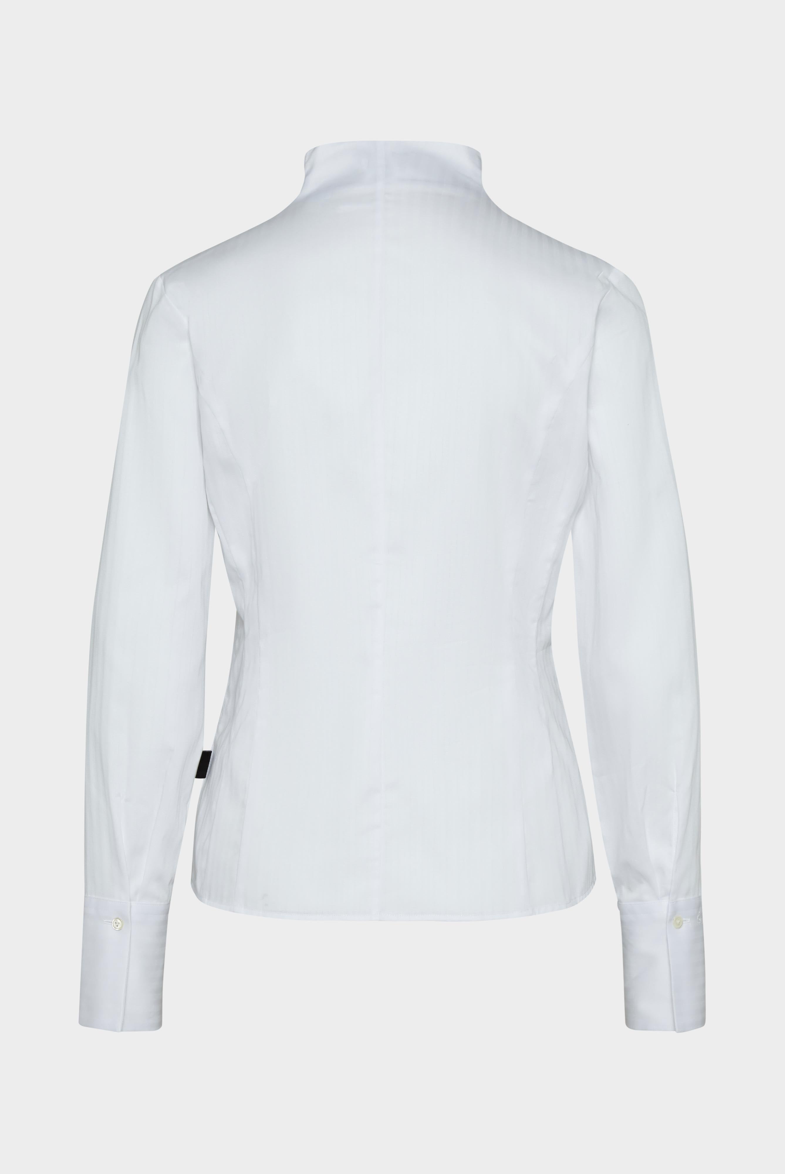 Van Laack-Kelchkragenbluse mit Jacquard Streifen Weiß-Hemden & Blusen-Black-Deal-Outlet-by-ARCHIVIST