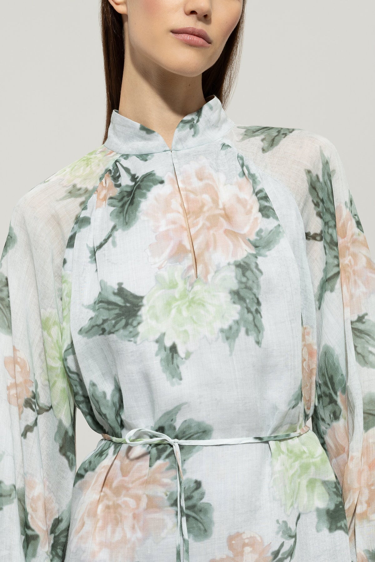 Ramie-Kleid mit Floral-Print