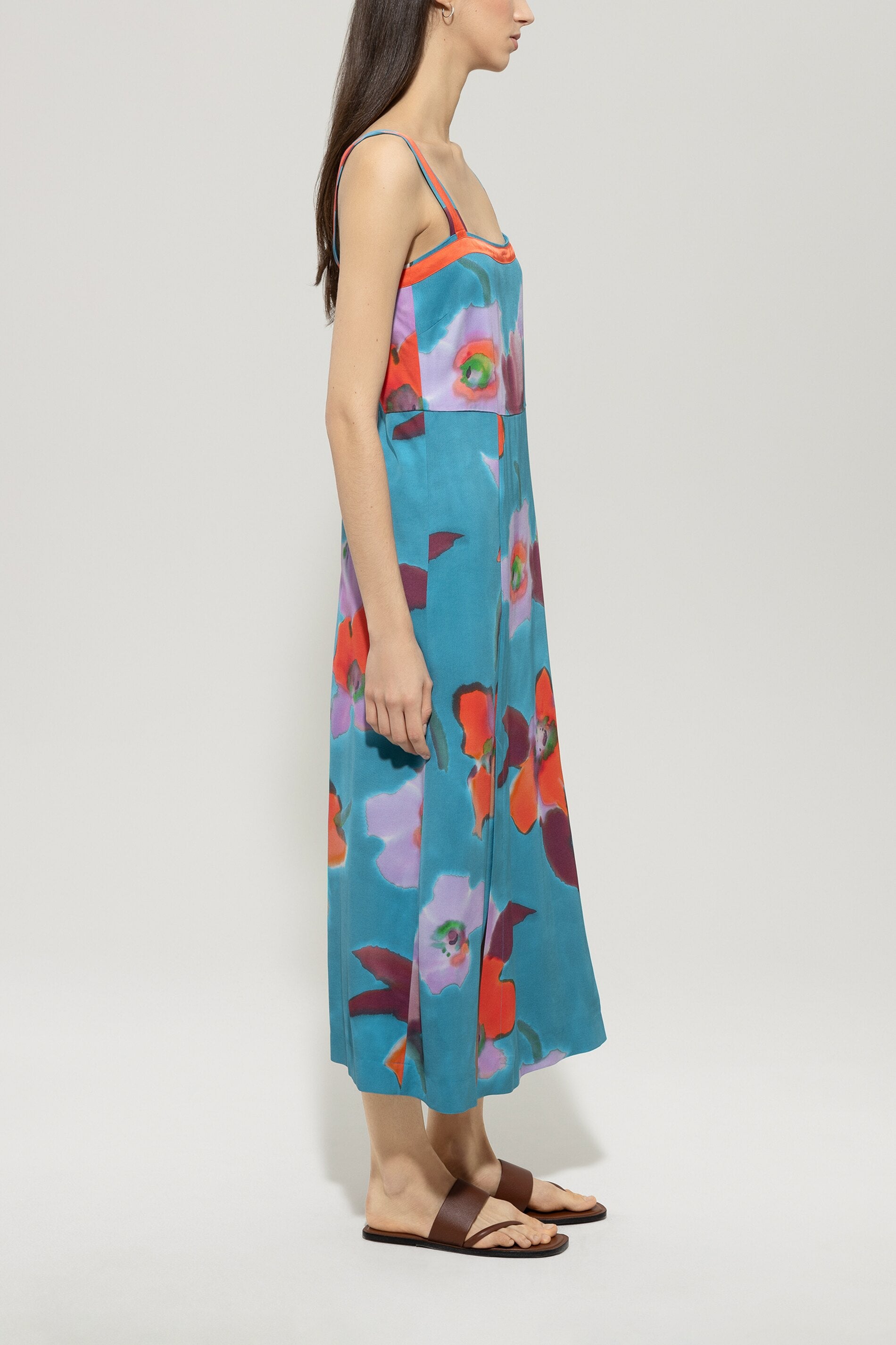 Trägerkleid mit Hibiskus-Print