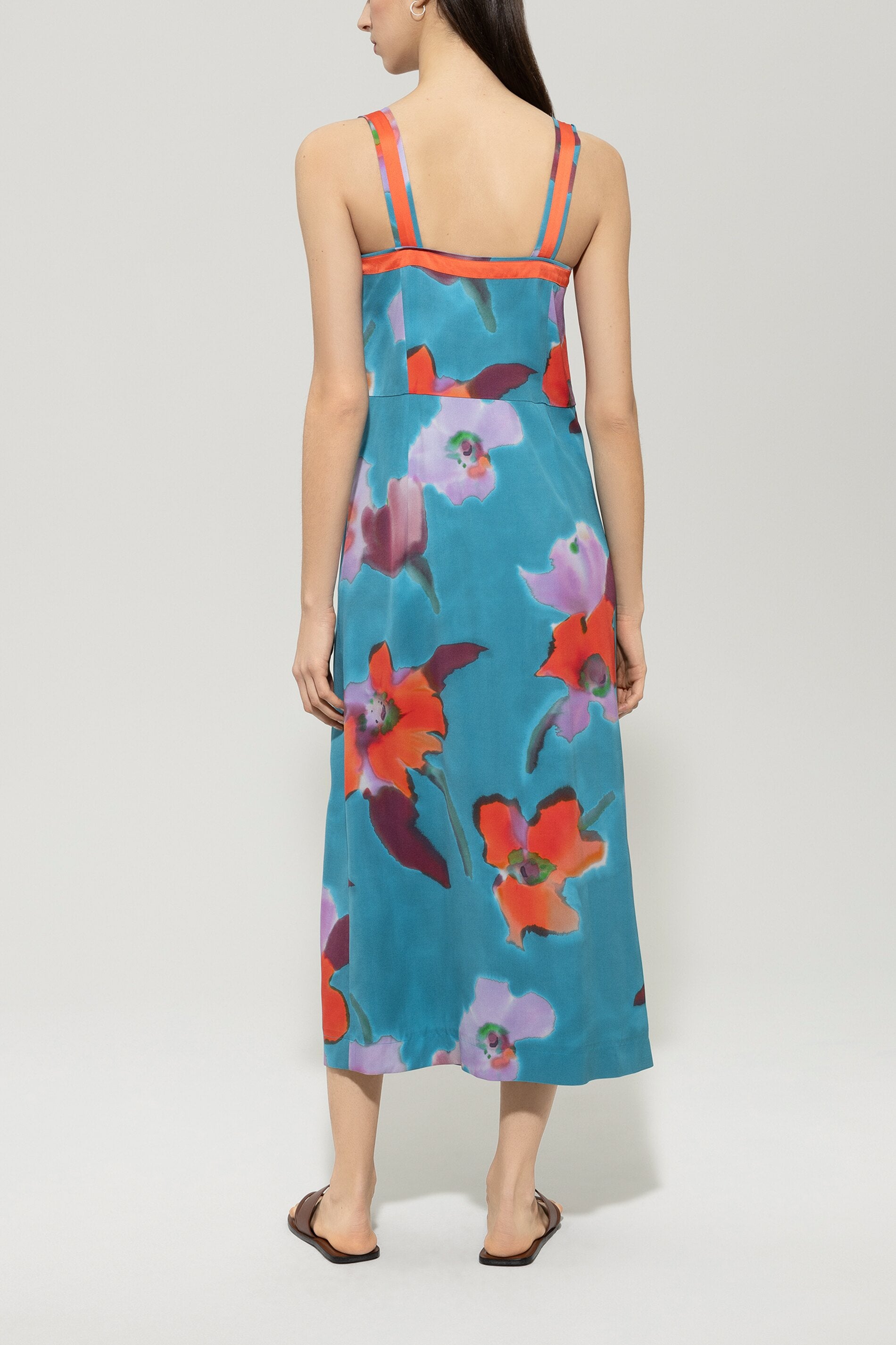 Trägerkleid mit Hibiskus-Print